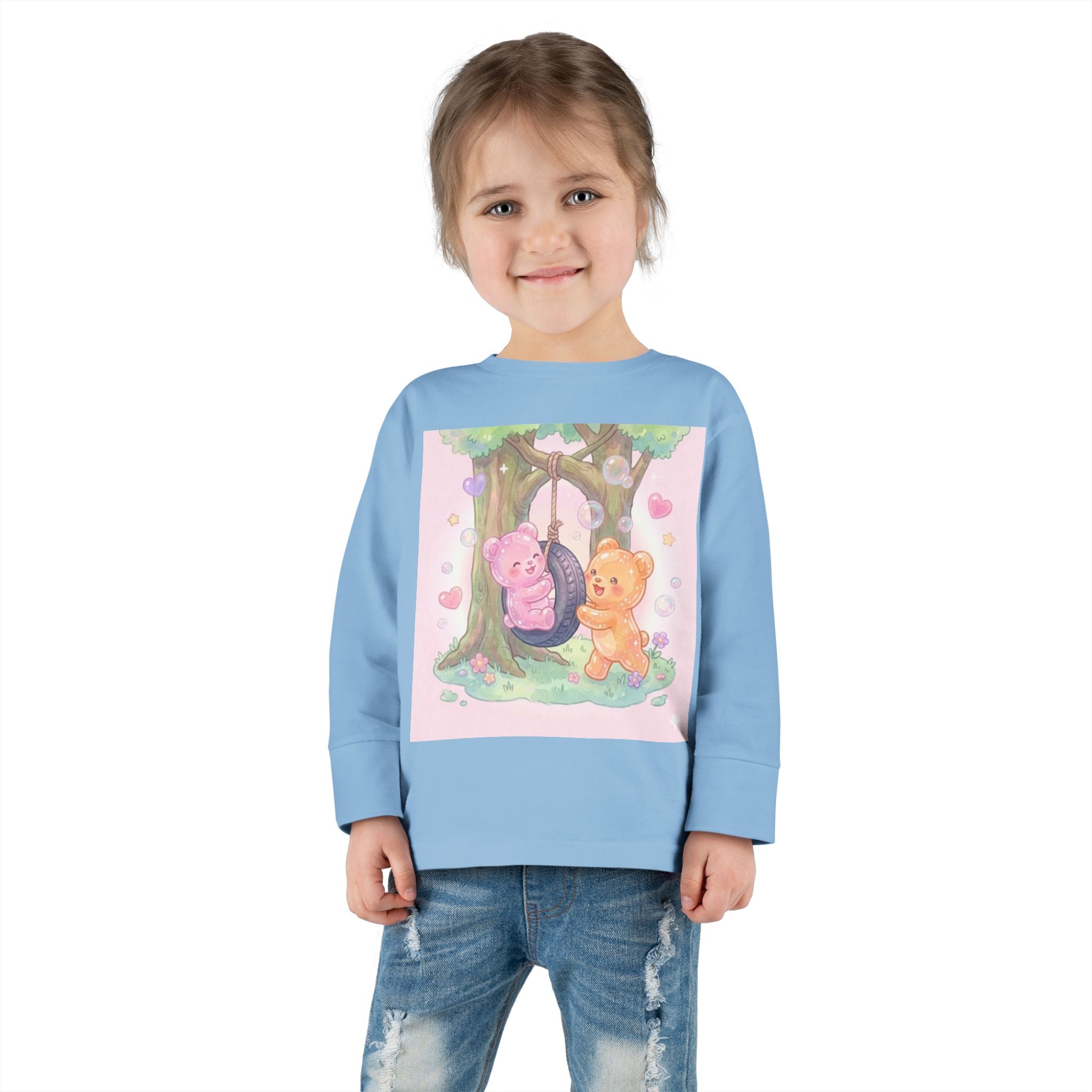 Playing On a Tire Swing, Oozy Bear Gummy Friend Duo- Graphic Long Sleeve Shirt