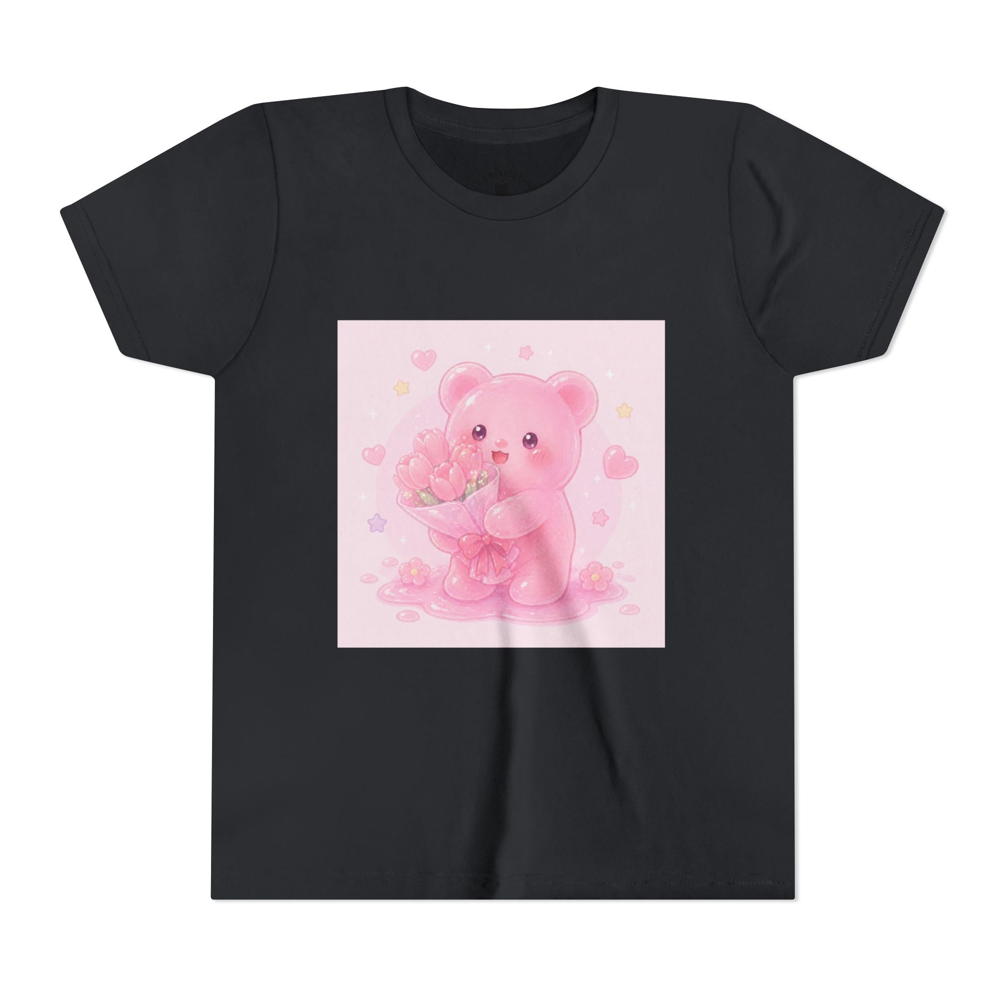 Pink Gooey Gummy Bear Youth Tee – Valentine Gummy Bouquet Kids Shirt