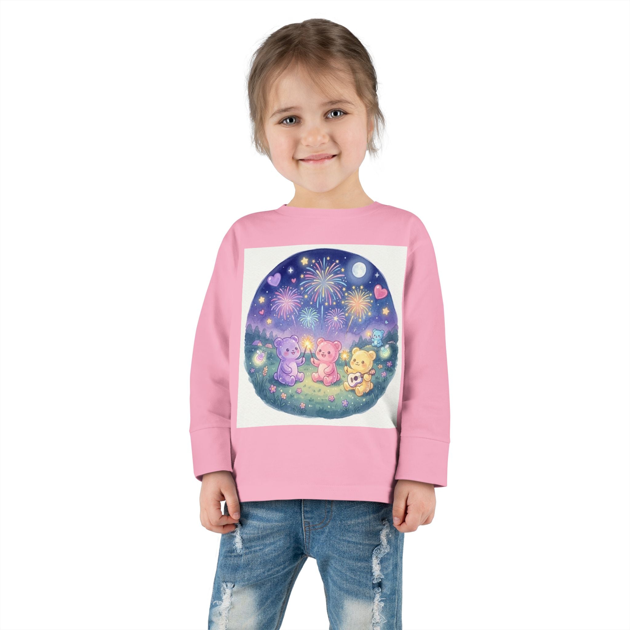 Watching Fireworks In the Night Sky, Oozy Bear Friend Group- Graphic Long Sleeve Shirt