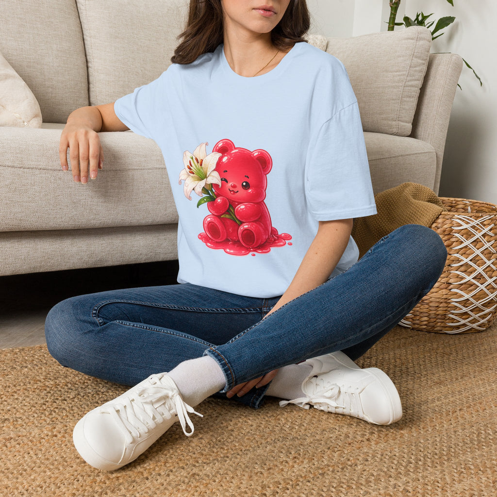 White Casa Blanca Lily, Red Oozy Bear Special Flower Edition- Graphic Shirt