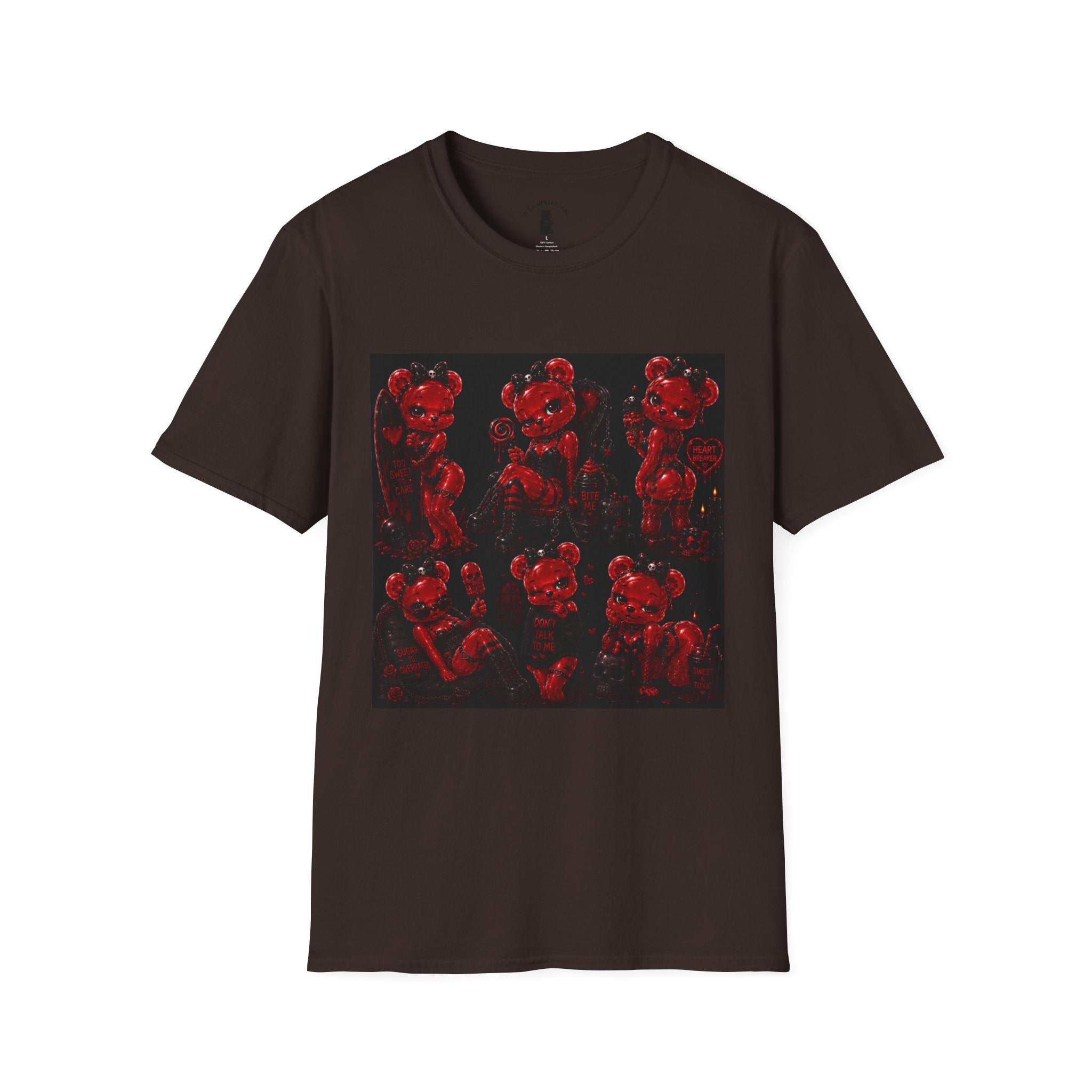 Punk Retro Crimson Red Oozy Bear Babe, Beach Pin Up Addition- Adult Graphic Shirt (18+)