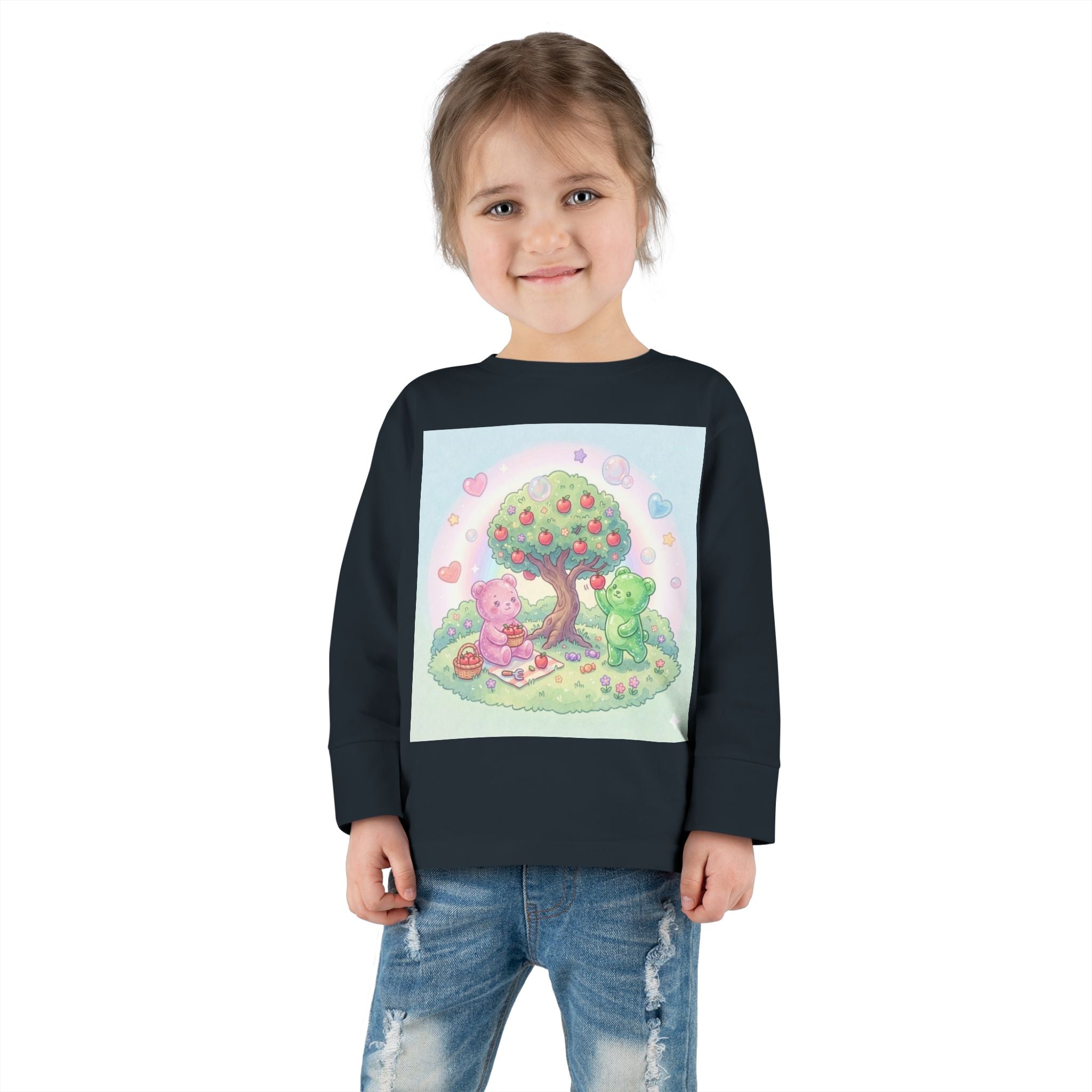 Beautiful Day For Apple Picking, Oozy Bear Gummy Friends Hang Out- Graphic Long Sleeve Shirt