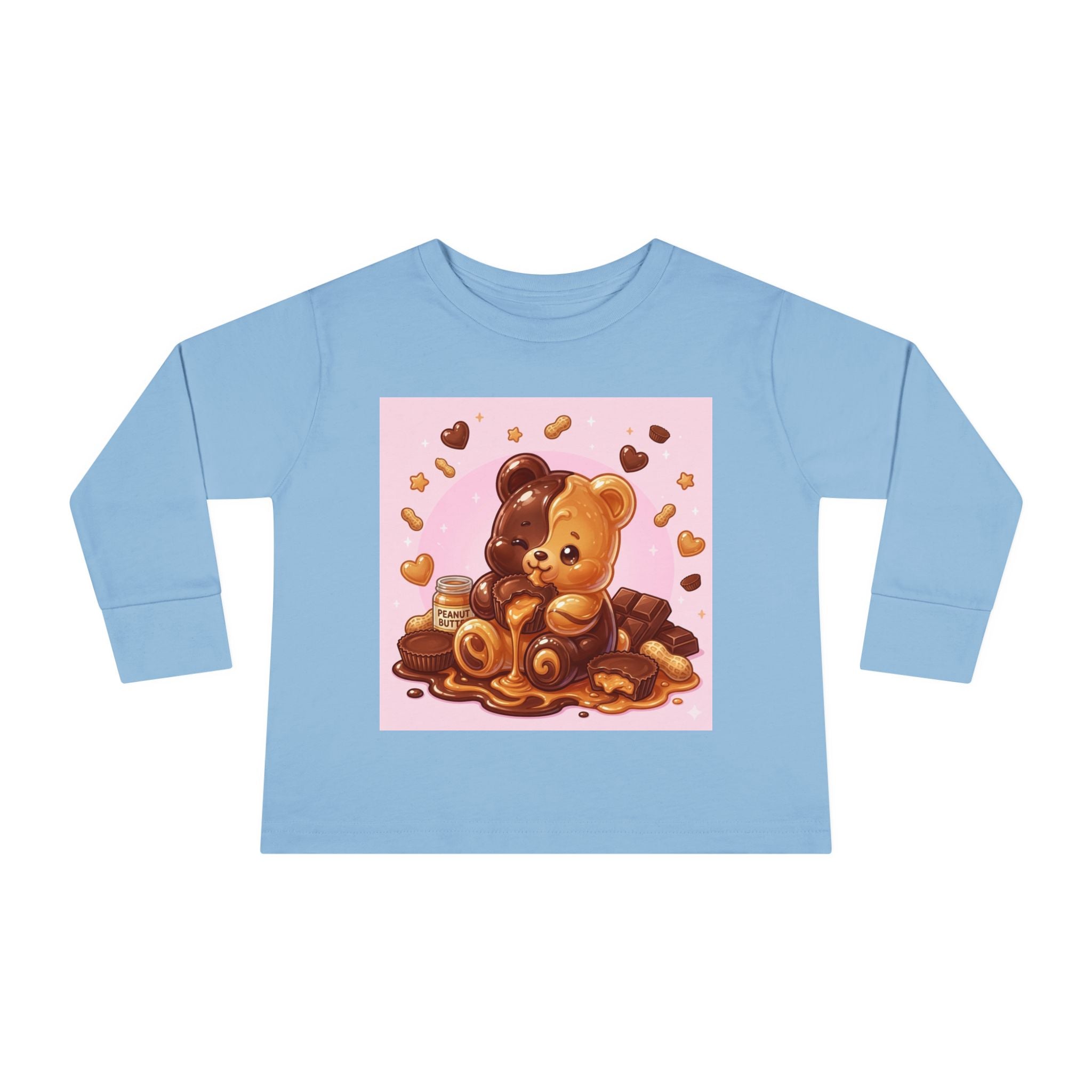 Chocolate and Peanut Butter swirl Delight, Oozy Bear Friend- Kids Graphic Long Sleeve Shirt