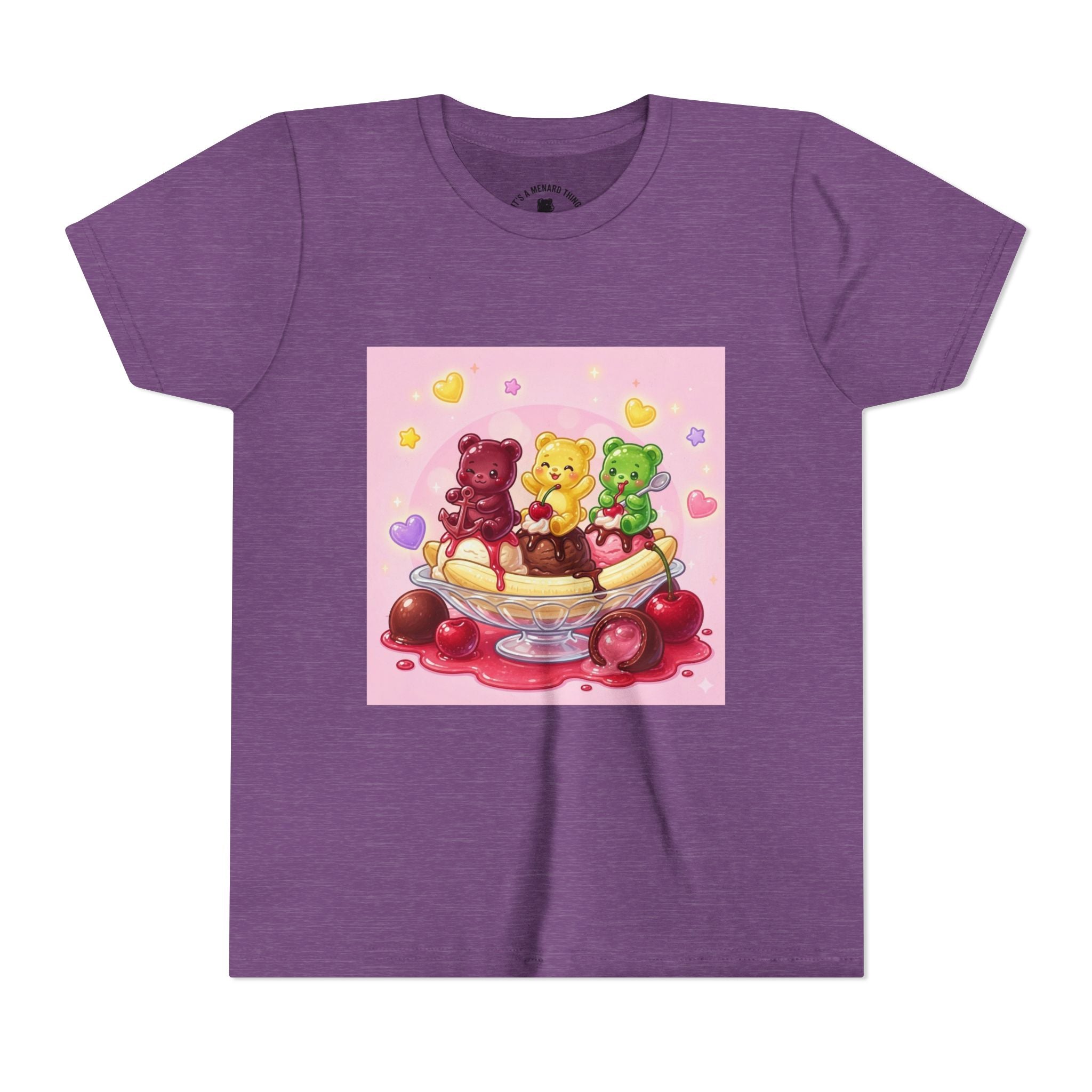 Gooey Gummy Bears on Banana Split Boat Graphic Youth T-Shirt