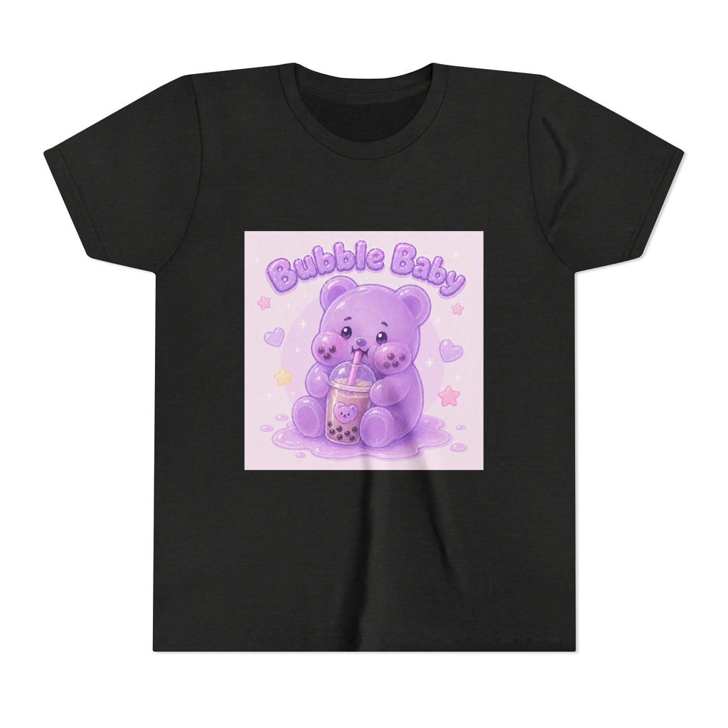 Purple Boba Tea Gooey Gummy Bear with Boba Milk Tea Kids Shirt