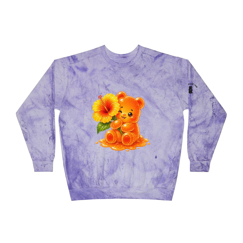 Hibiscus Sunrise, Orange Gooey Gummy Bear friend- Kawaii Graphic Sweatshirt