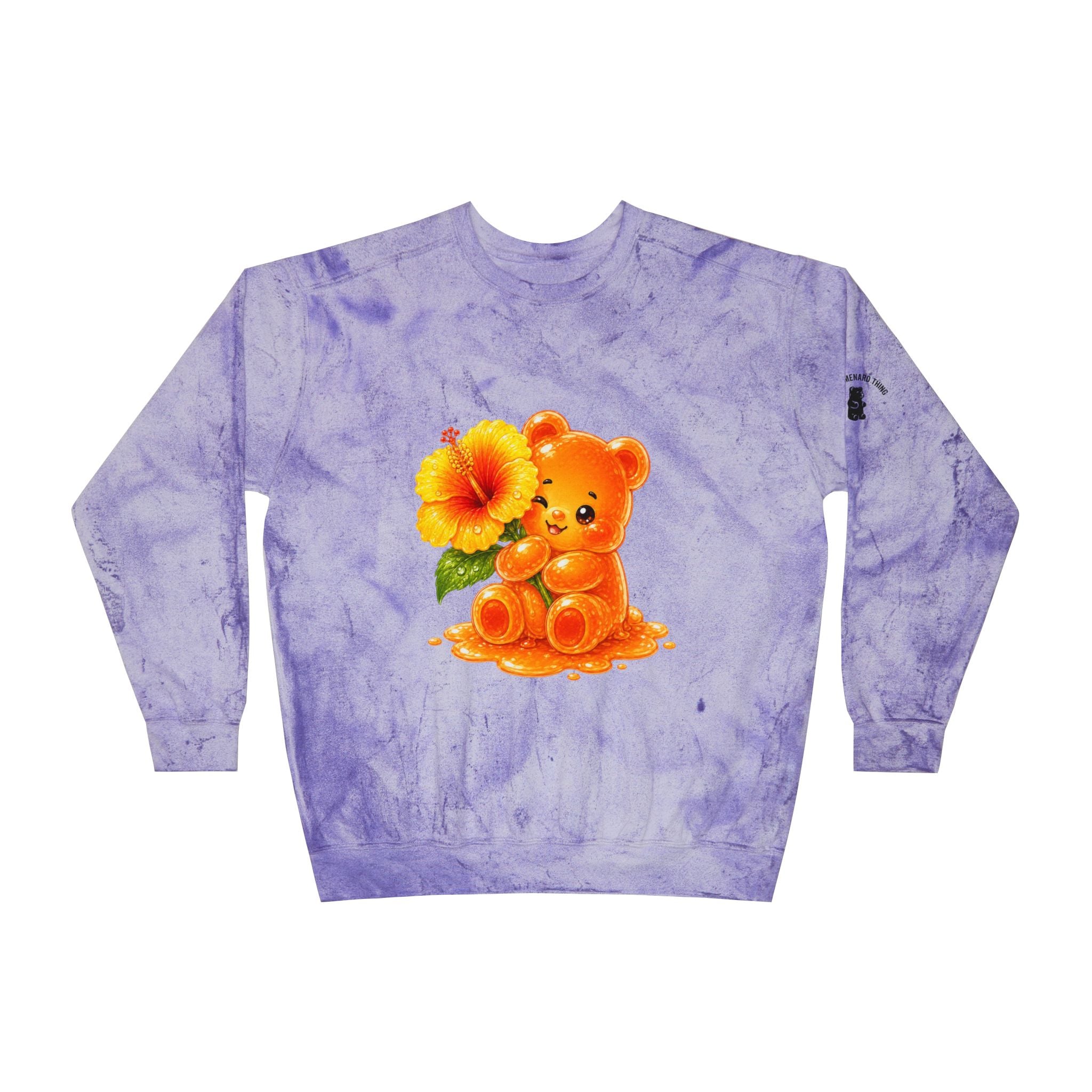 Hibiscus Sunrise, Orange Gooey Gummy Bear friend- Kawaii Graphic Sweatshirt