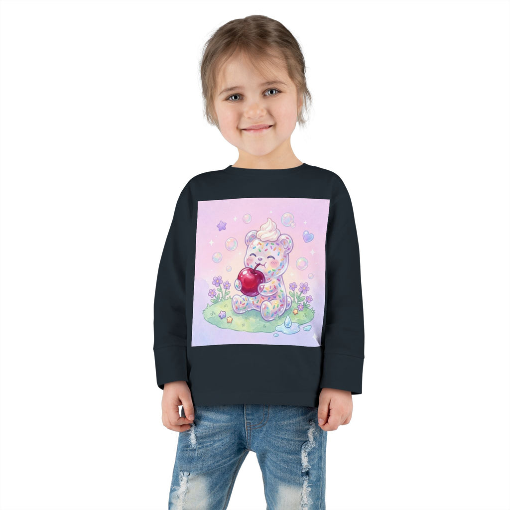 White Birthday Sprinkles with Cherry Snack, Oozy Bear Friend- Graphic Long Sleeve Shirt