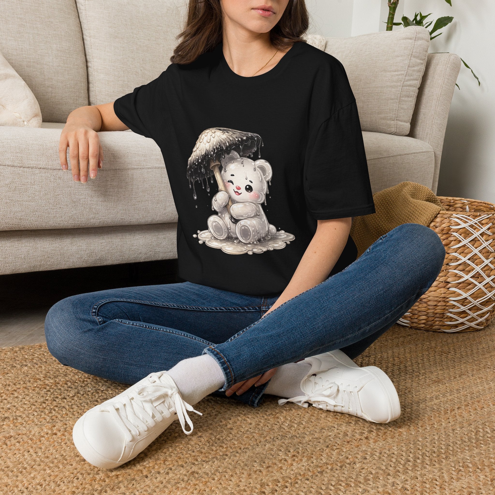 Ink Cap Mushroom Umbrella Special White Oozy Bears Friend- Graphic Shirt