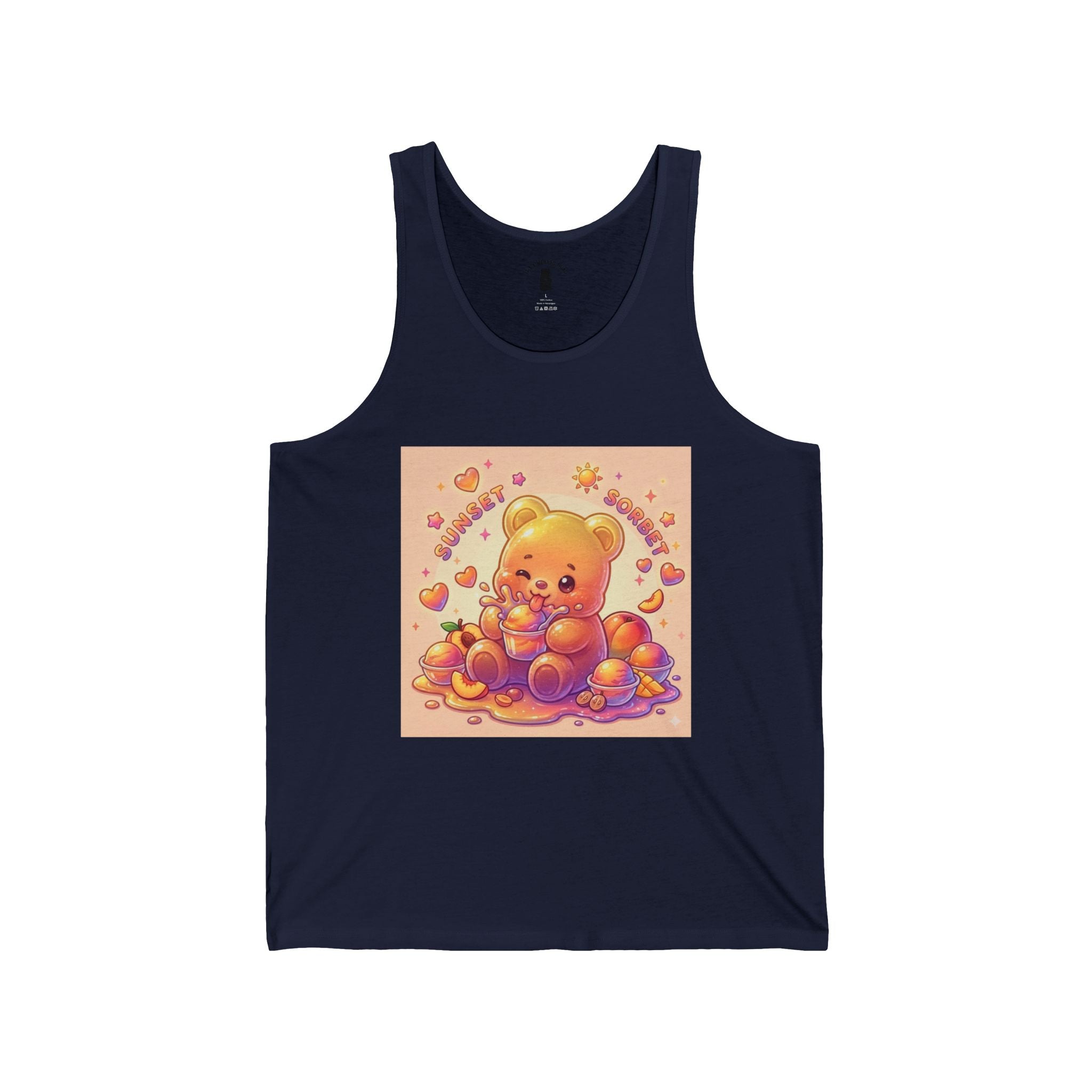 Sunset sunny Sorbet Dream, Peach Gooey Gummy Bear — Kawaii Graphic Tank Top