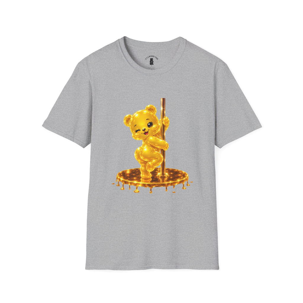 Gold Oozy Bear Gummy Thick Pole Dancer- Graphic Shirt (Adult Only!)