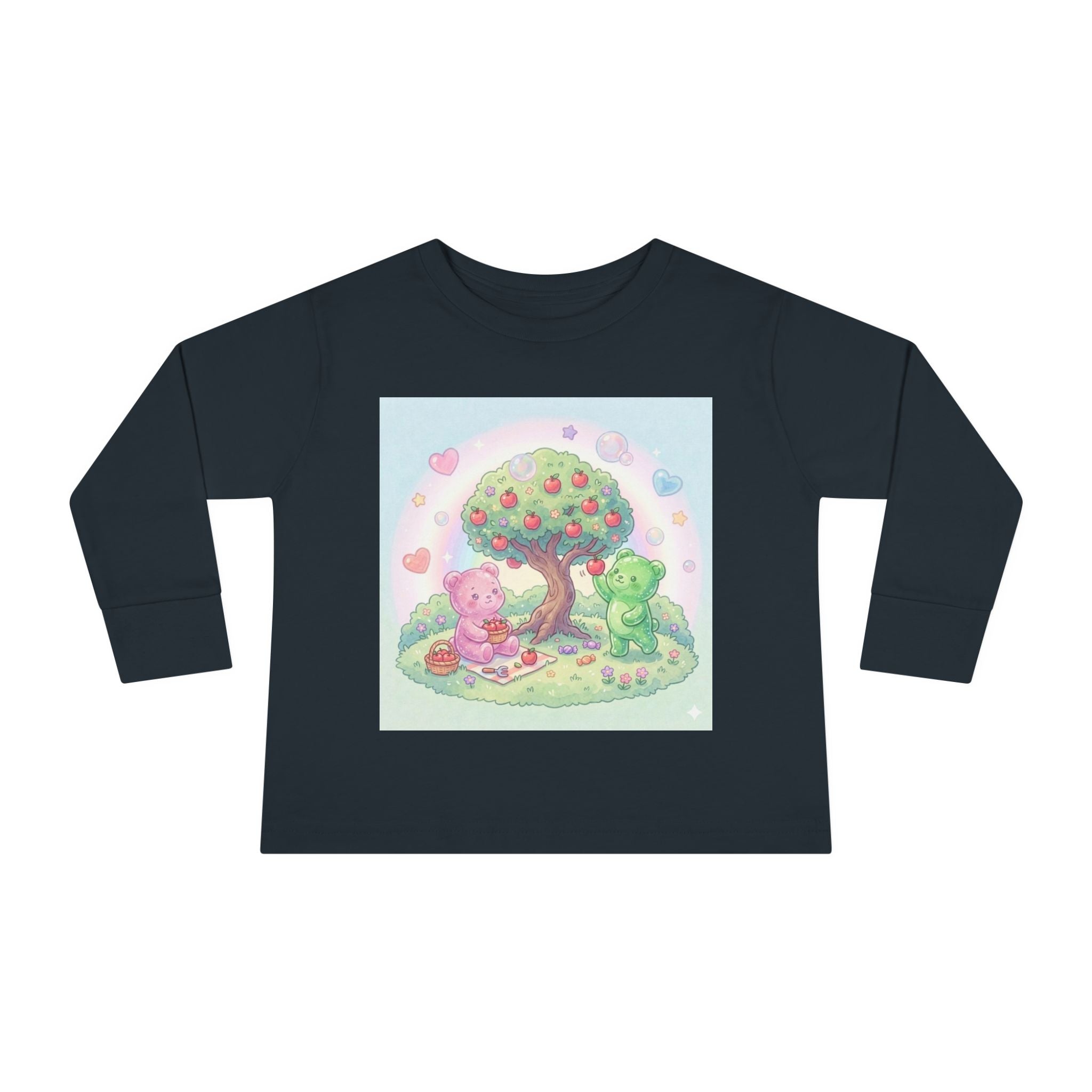Beautiful Day For Apple Picking, Oozy Bear Gummy Friends Hang Out- Graphic Long Sleeve Shirt