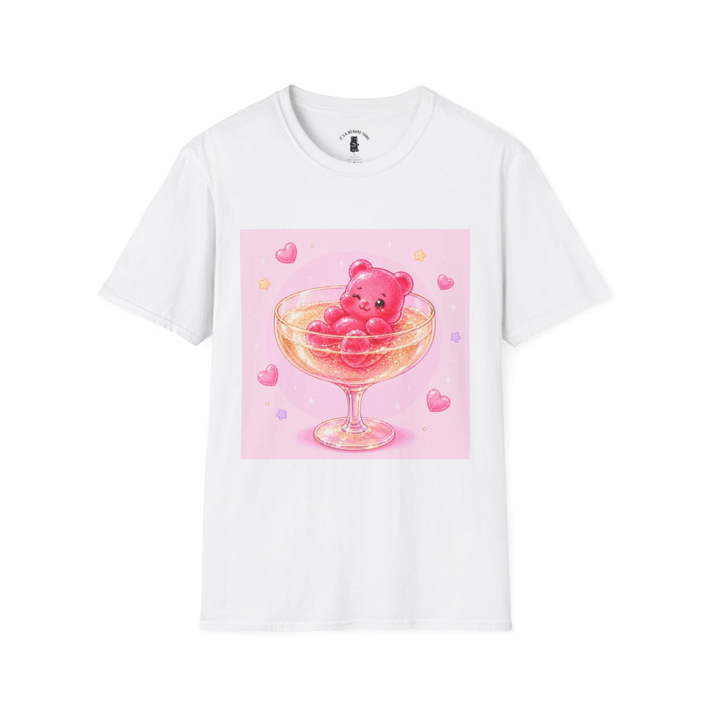 Champagne Pink Boozy Gooey Gummy Bear- Kawaii Graphic T-Shirt