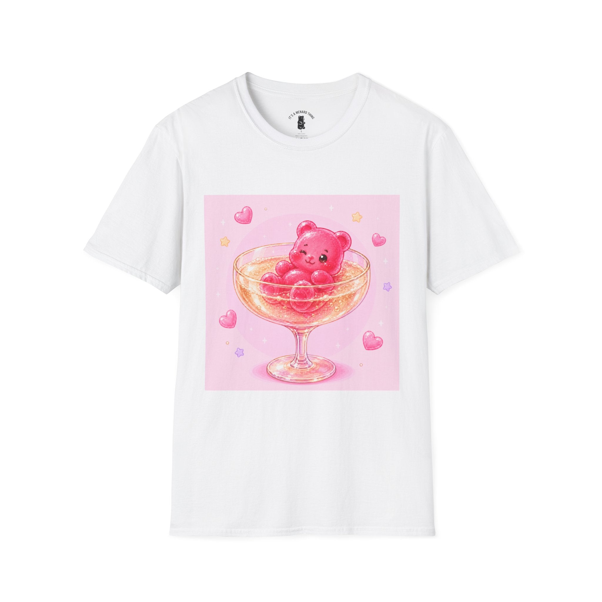 Champagne Pink Boozy Gooey Gummy Bear- Kawaii Graphic T-Shirt