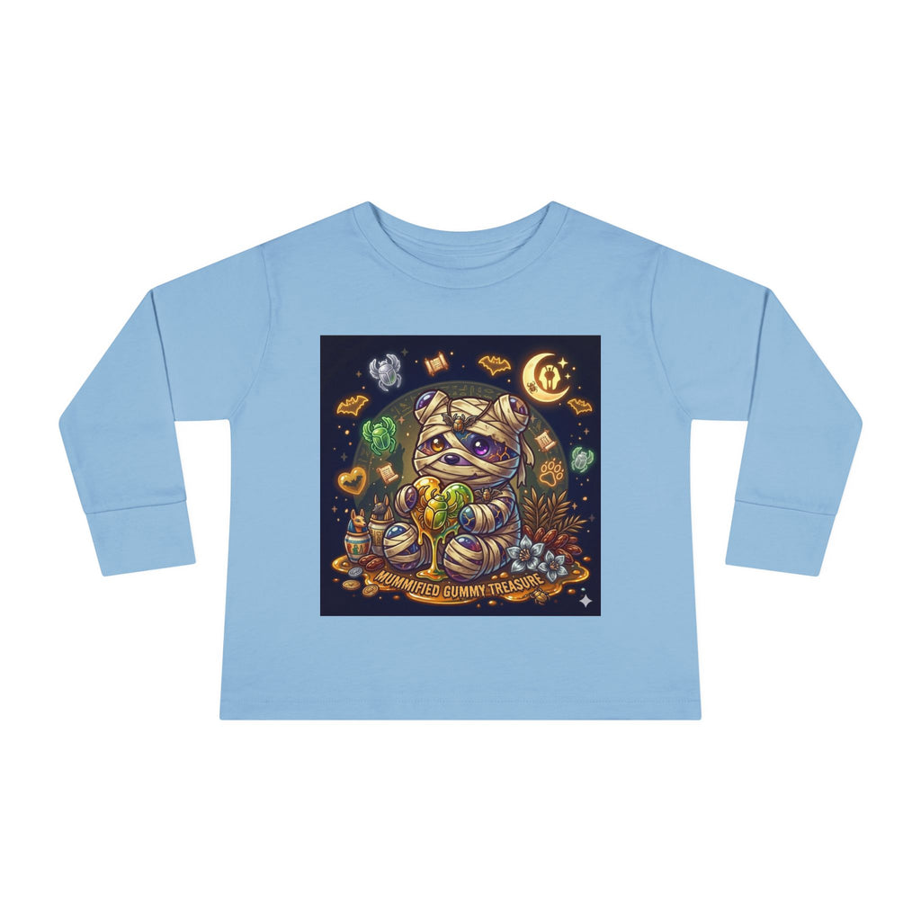 Cute Mummy Halloween Oozy Bear Special- Kids Graphic Long Sleeve Shirt