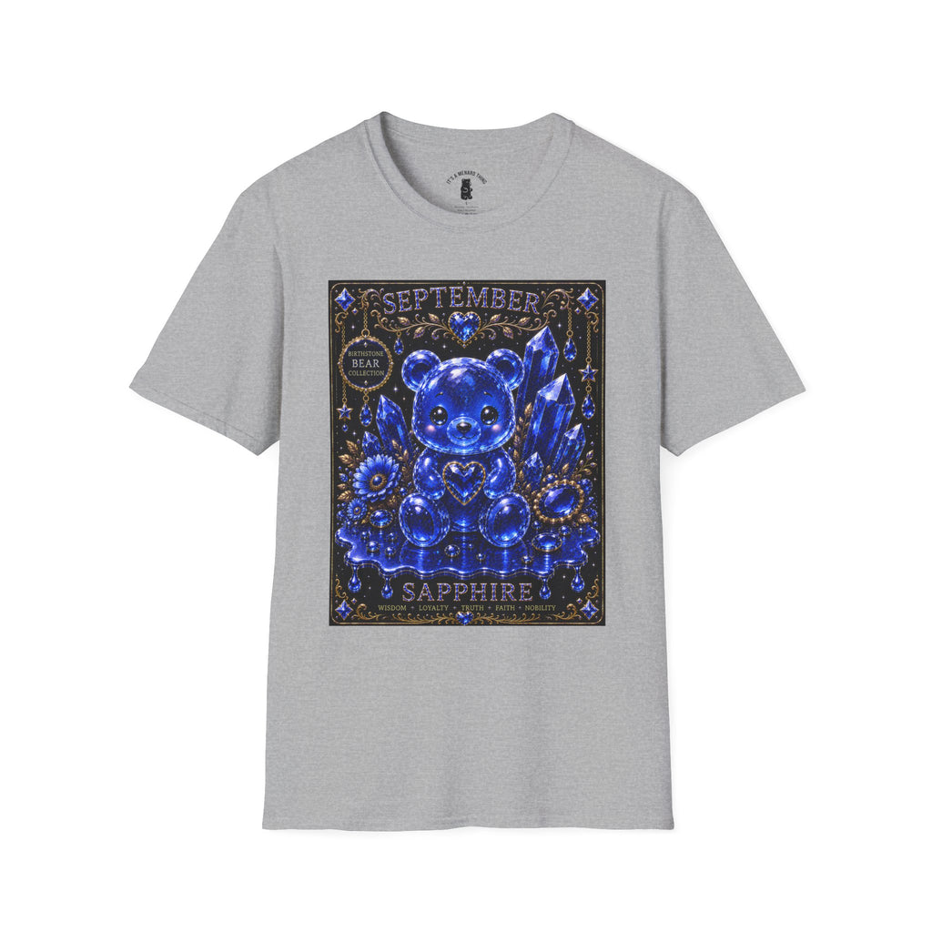 September Sapphire Crystal Oozy Bear Birthstone Addition- Graphic Shirt