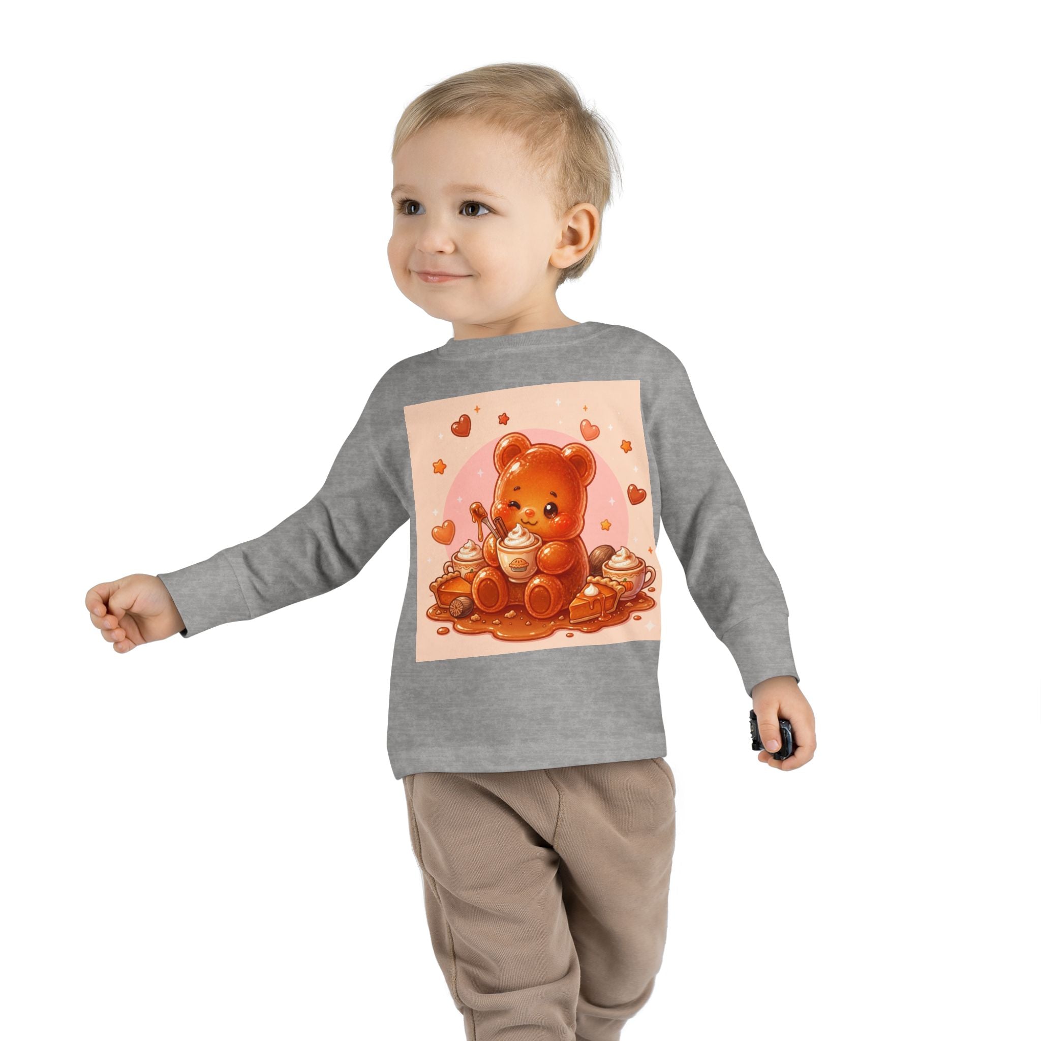 Sweet Pumpkin & Spiced Latte, Oozy Bear Gummy Friend- Kids Graphic Long Sleeve Shirt