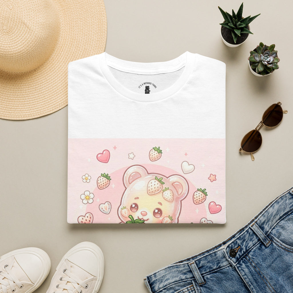 Exotic White Strawberry Oozy Bear Friend — Kawaii Fruit Design