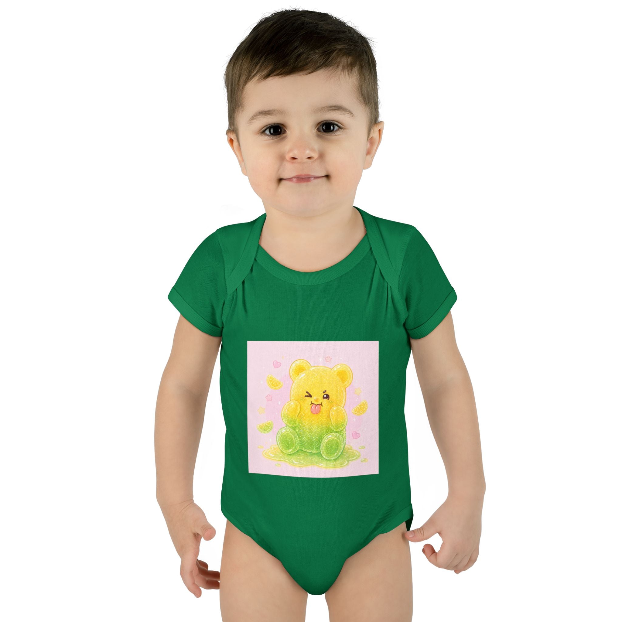 Sour Silly Gummy Gooey Lemon-Lime Bear Illustration Infant Onesie