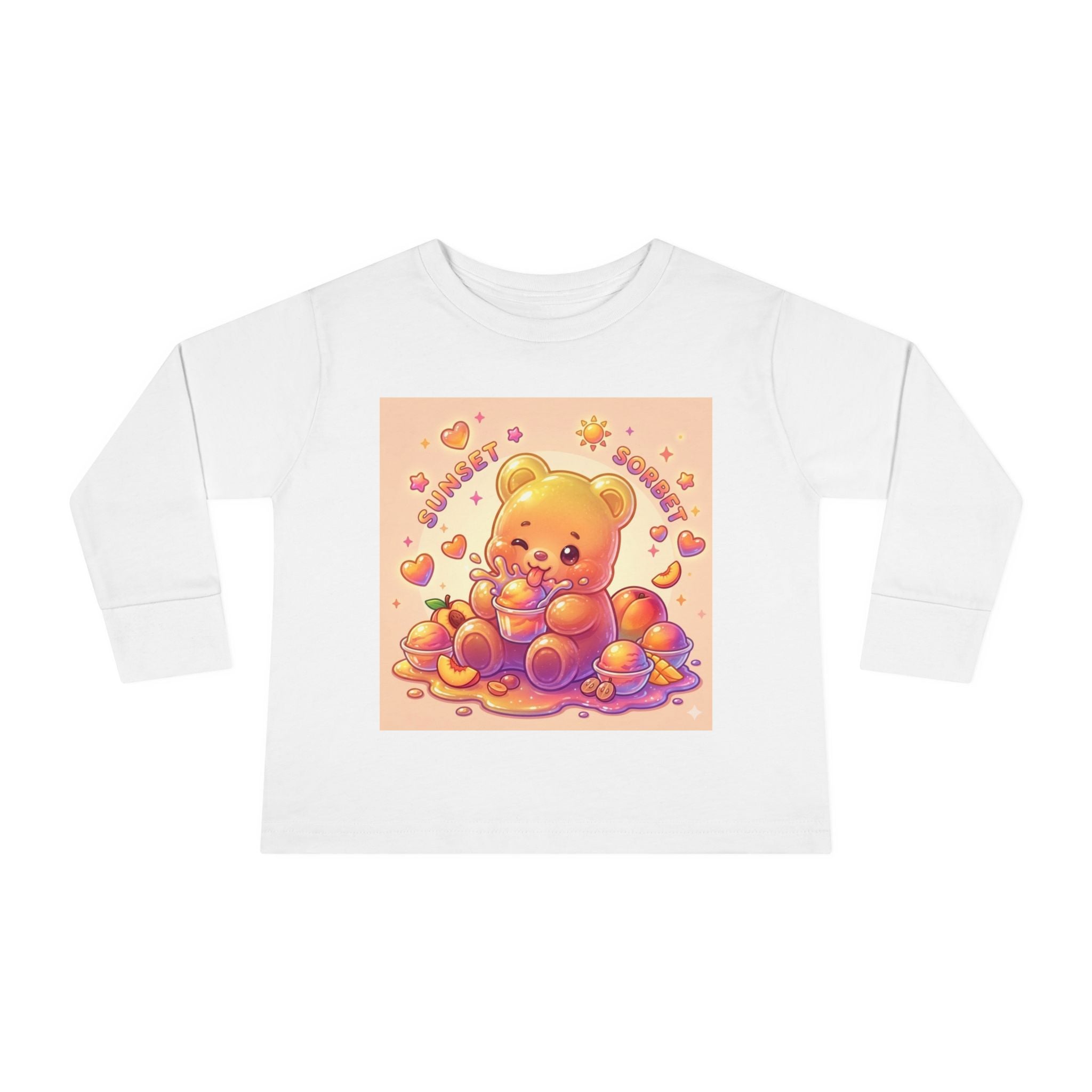 Sweet Peach Sorbet, Oozy Bear Gummy Friend Special- Kids Graphic Long Sleeve Shirt