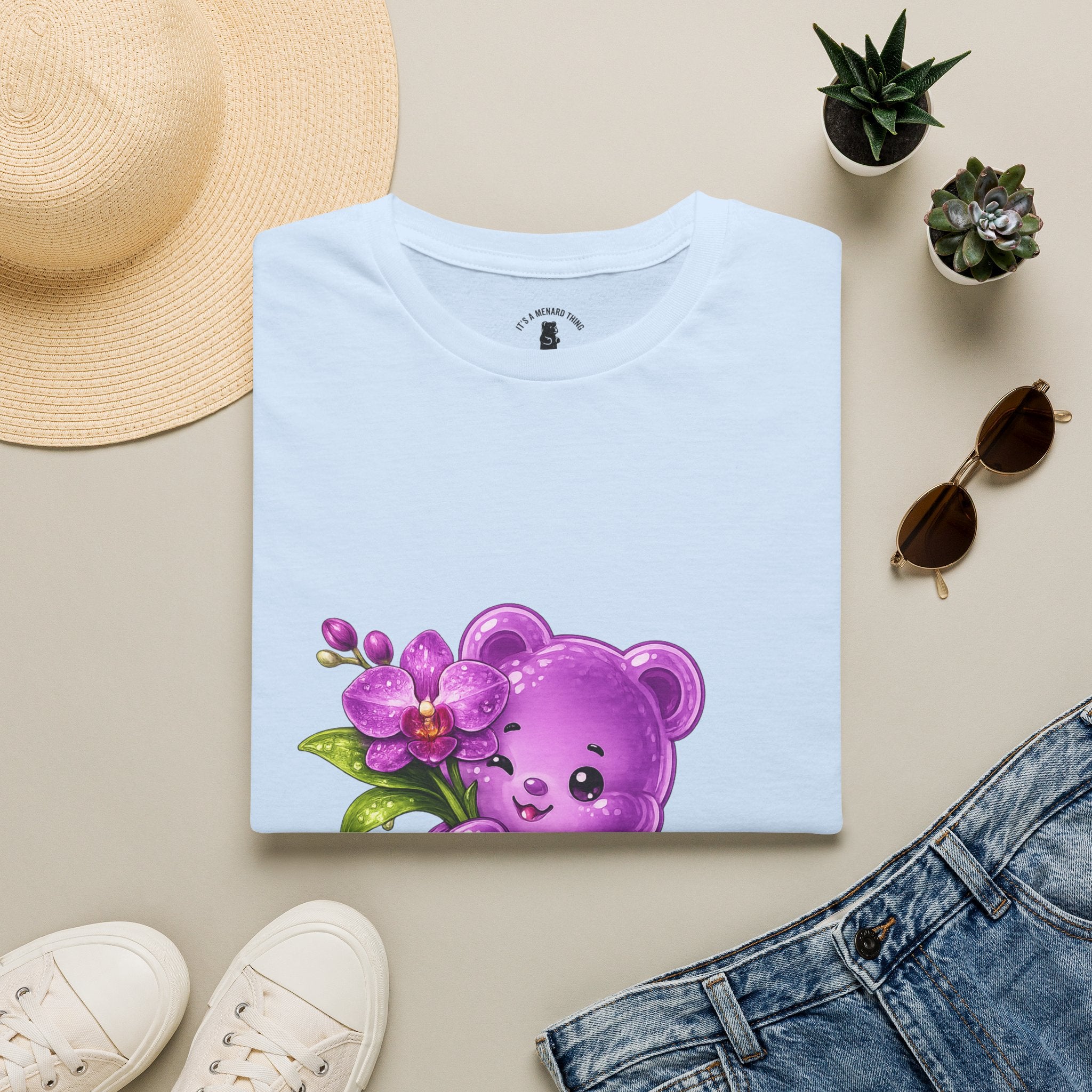 Beautiful Orchid, Purple Oozy Bear Floral Special Gummy Friend- Graphic Shirt