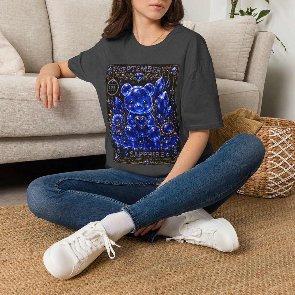 September Sapphire Crystal Oozy Bear Birthstone Addition- Graphic Shirt