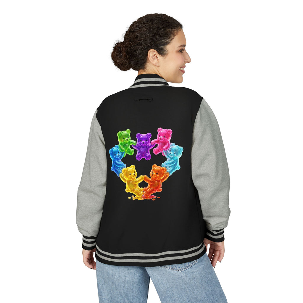 Rainbow Oozy Gummy Bear Heart Special Addition- Lettermen Graphic Jacket