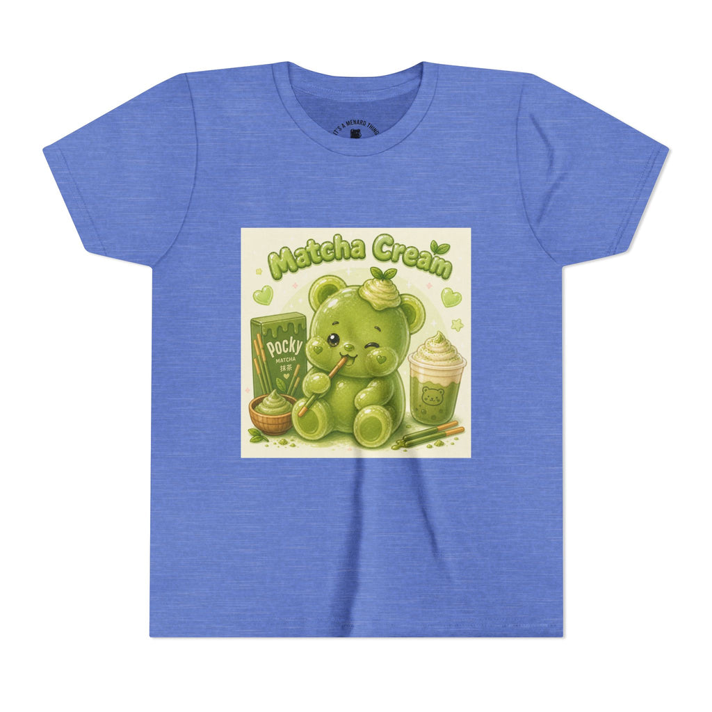 Matcha Cream Gooey Gummy Bear Youth Tee —Pocky & Dessert Graphic