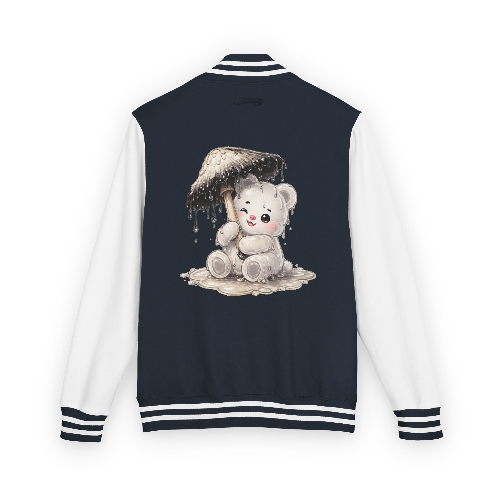 Pretty Ink Cap Mushroom, White Gooey Gummy Bear – Vintage Varsity Jacket