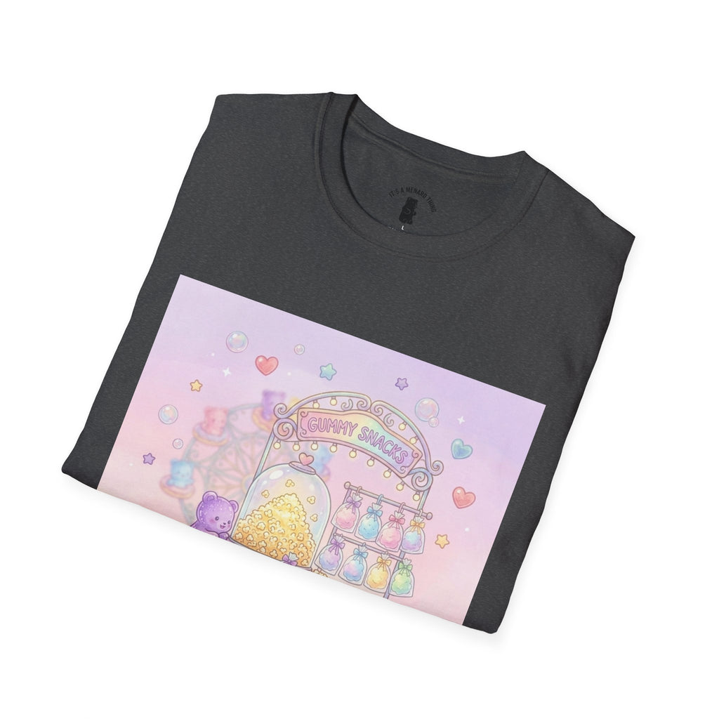 Carnival Snack Cart, Sharing with Friends Gooey Gummy Bears — Whimsical Graphic T-Shirt