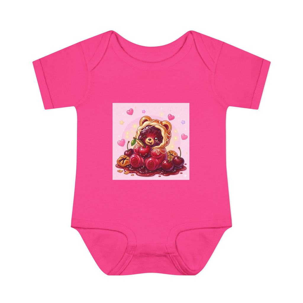 Cherry Danish Gooey Gummy Bear in Puff PJs (Infant Rib Onesie)