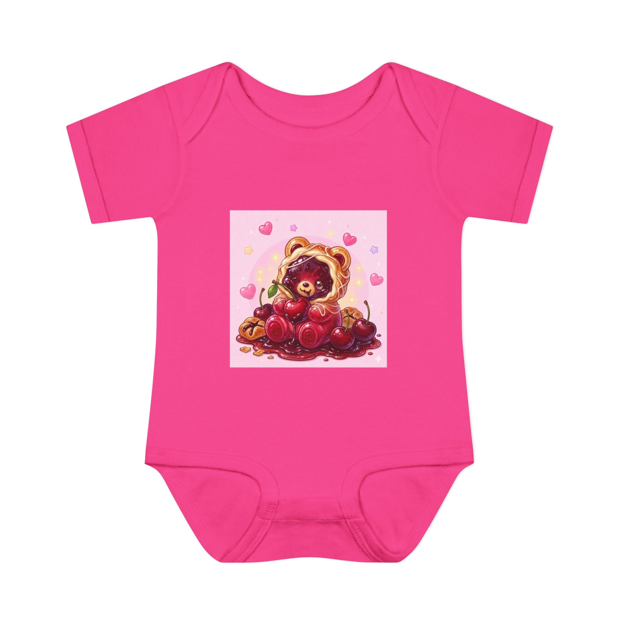 Cherry Danish Gooey Gummy Bear in Puff PJs (Infant Rib Onesie)