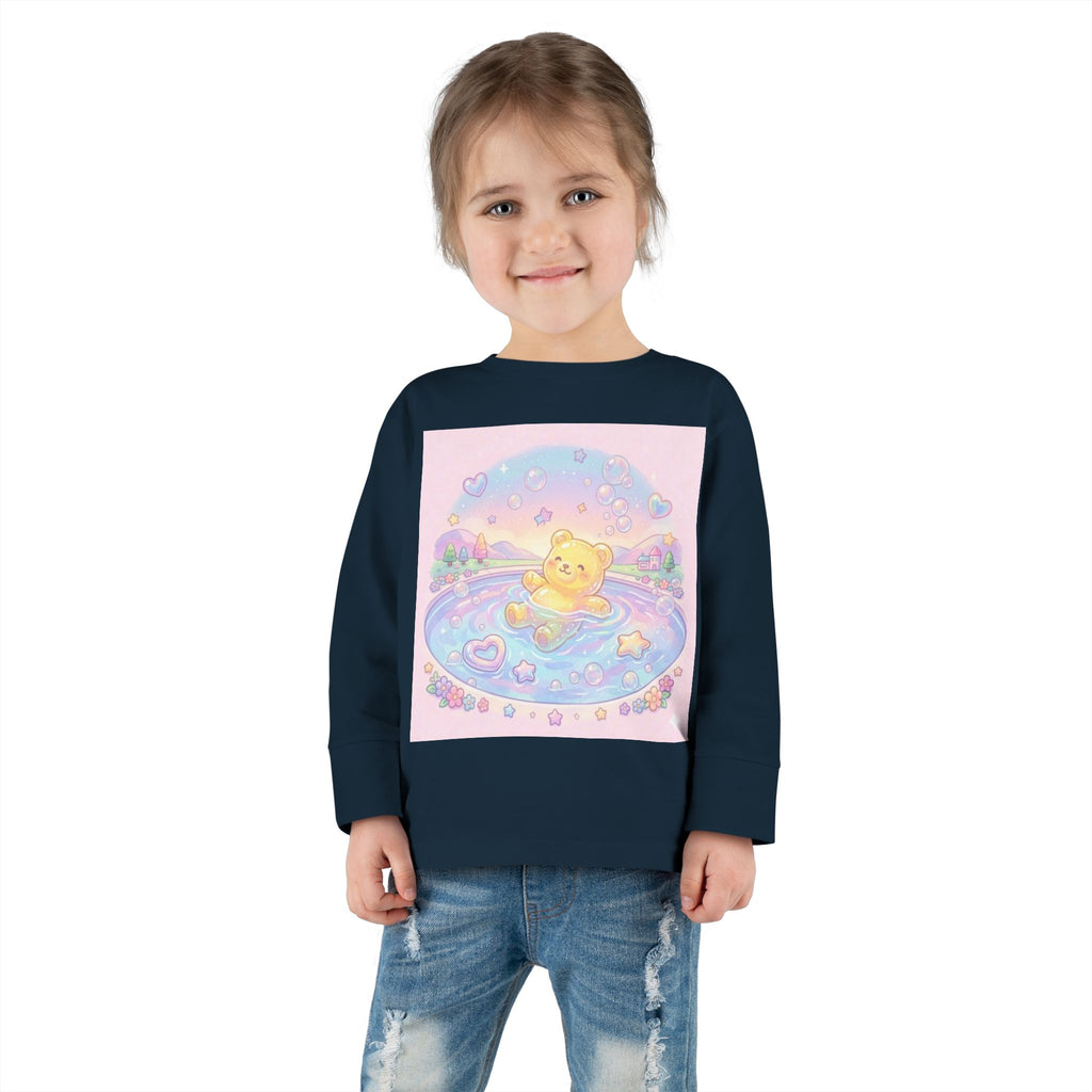 Solo Swim Time, Yellow Oozy Bear Friend- Graphic Long Sleeve Shirt