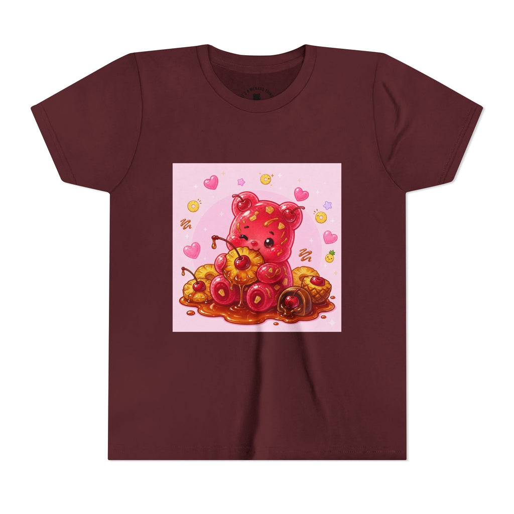 Cherry & Pineapple Gooey Gummy Bear Heart Graphic Youth T-Shirt