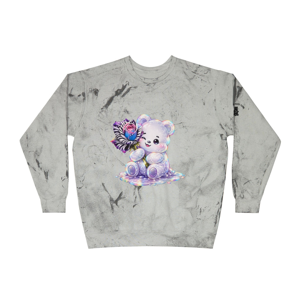 Illustration Pretty Rose, White prism Gooey Gummy Bear-Kawaii Graphic Sweatshirt