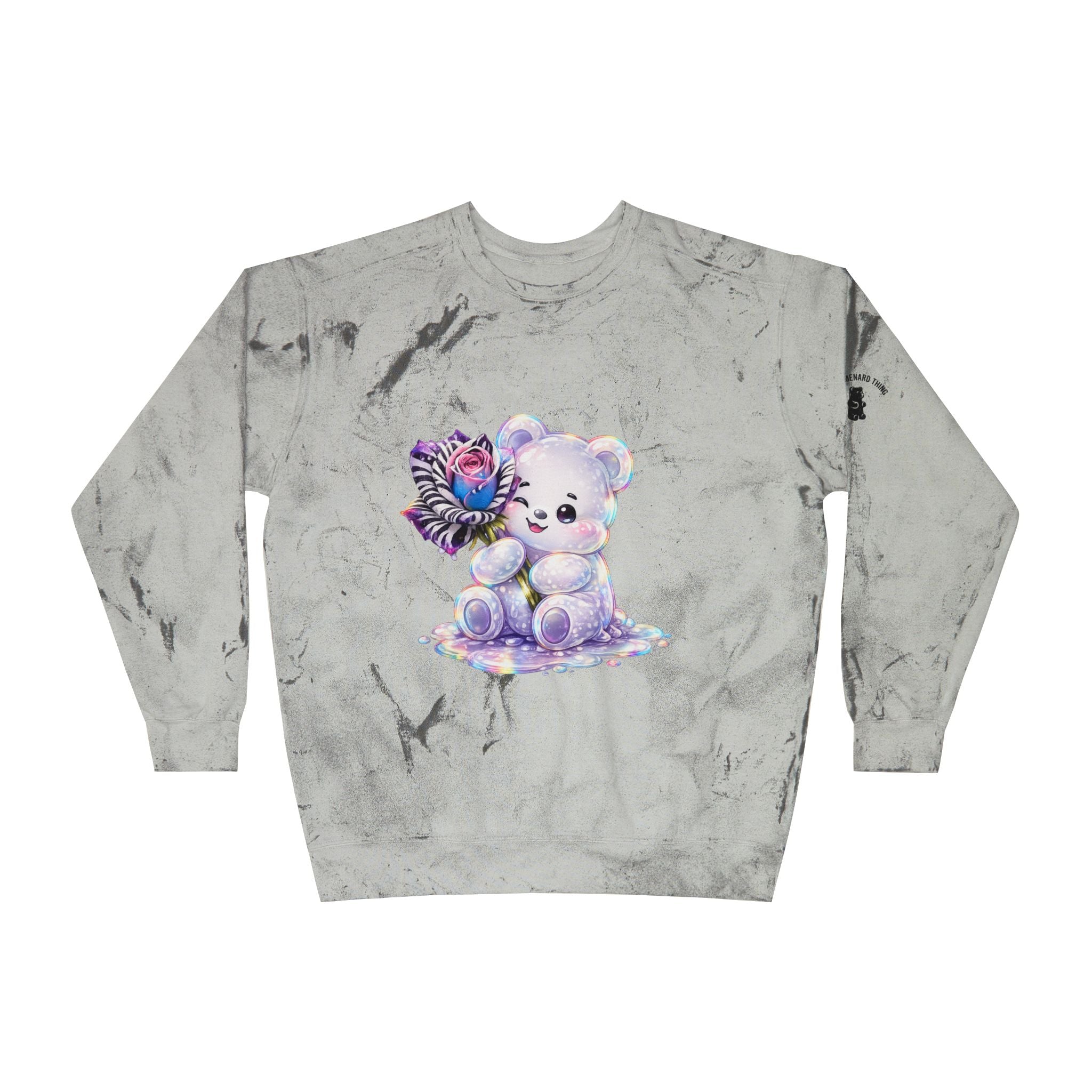 Illustration Pretty Rose, White prism Gooey Gummy Bear-Kawaii Graphic Sweatshirt