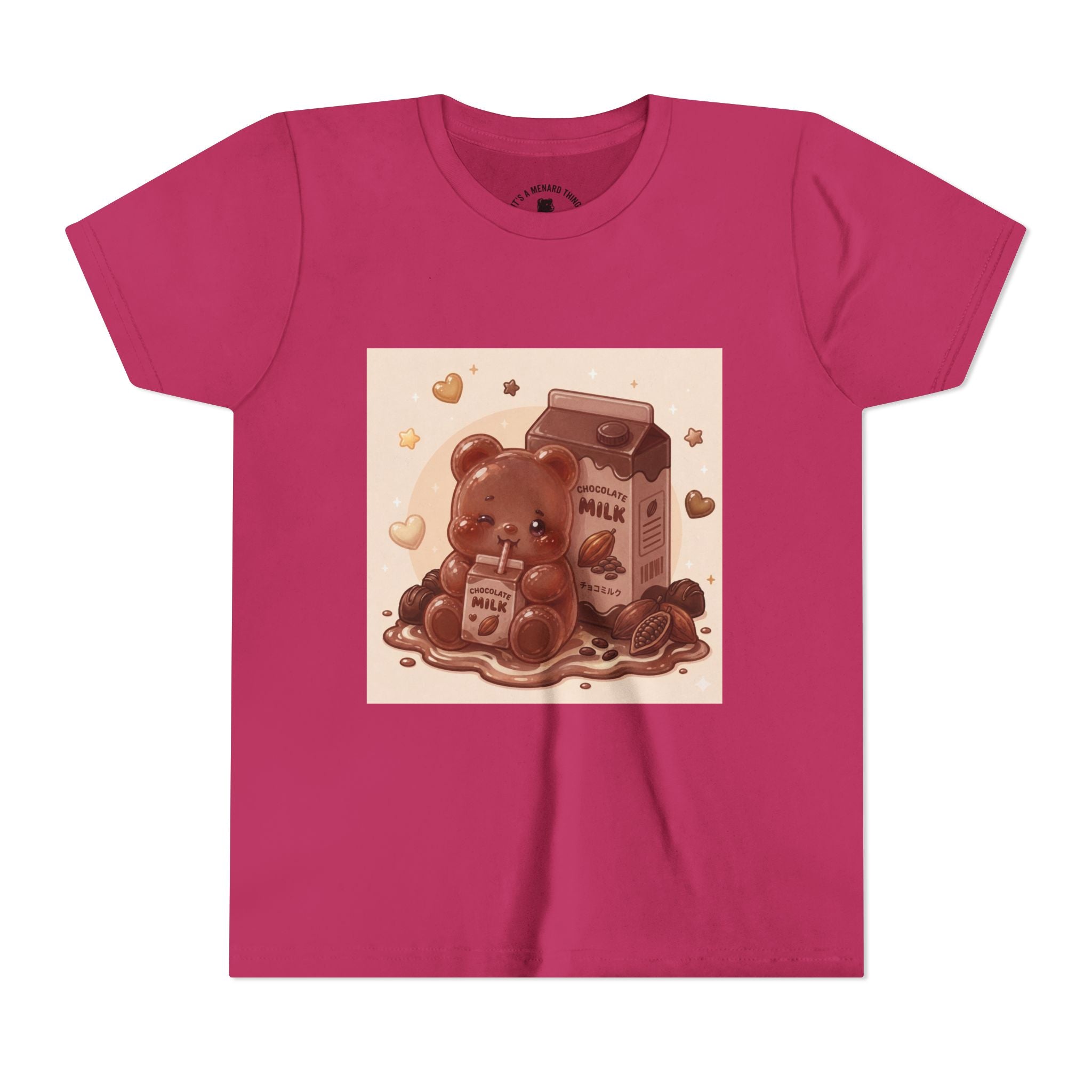 Kids Milk Chocolate Gooey Gummy Bear — Cute Milk Carton Graphic Youth T-Shirt