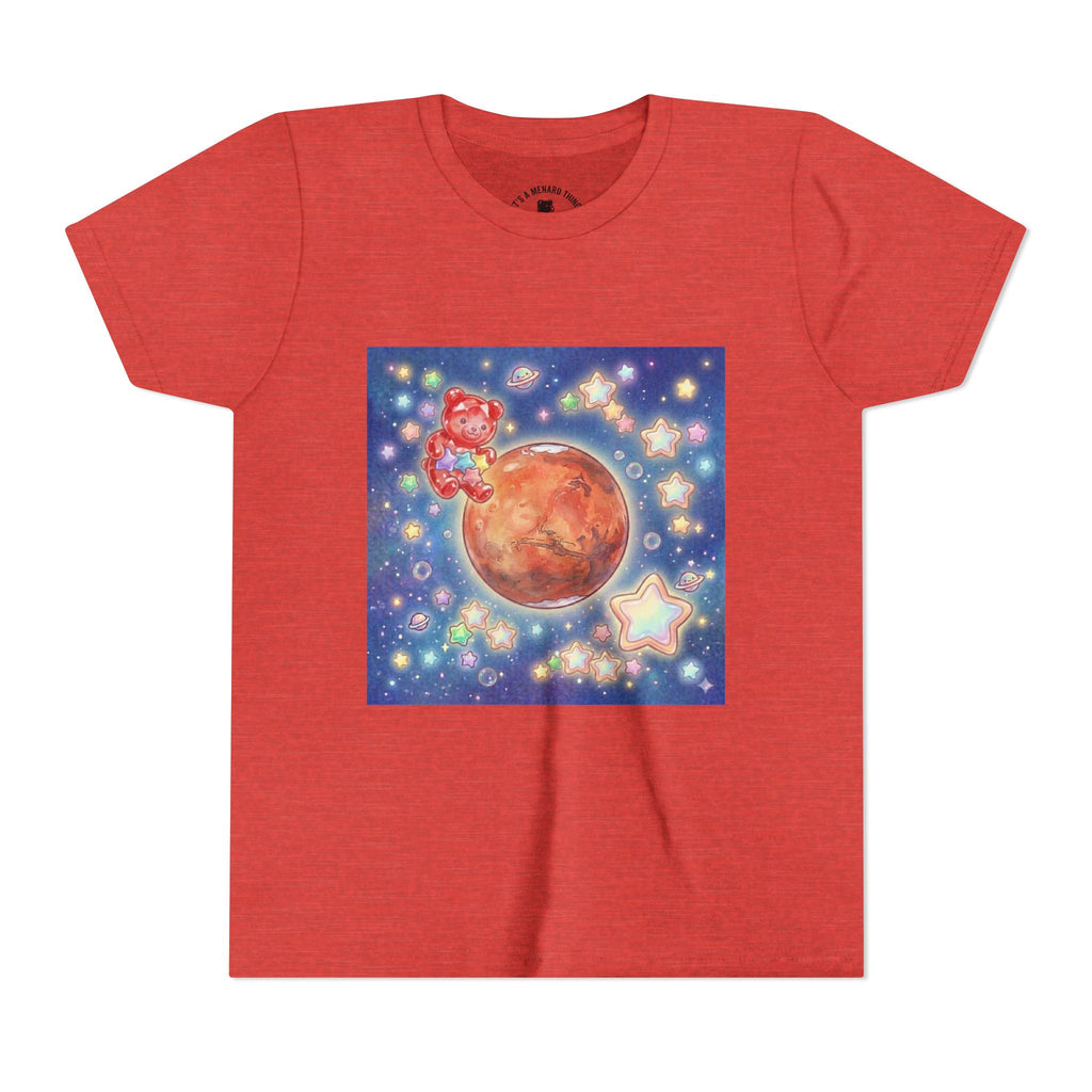 Look to Mars, Red Gooey Crystal Gummy Bear- Galaxy Graphic Youth T-Shirt