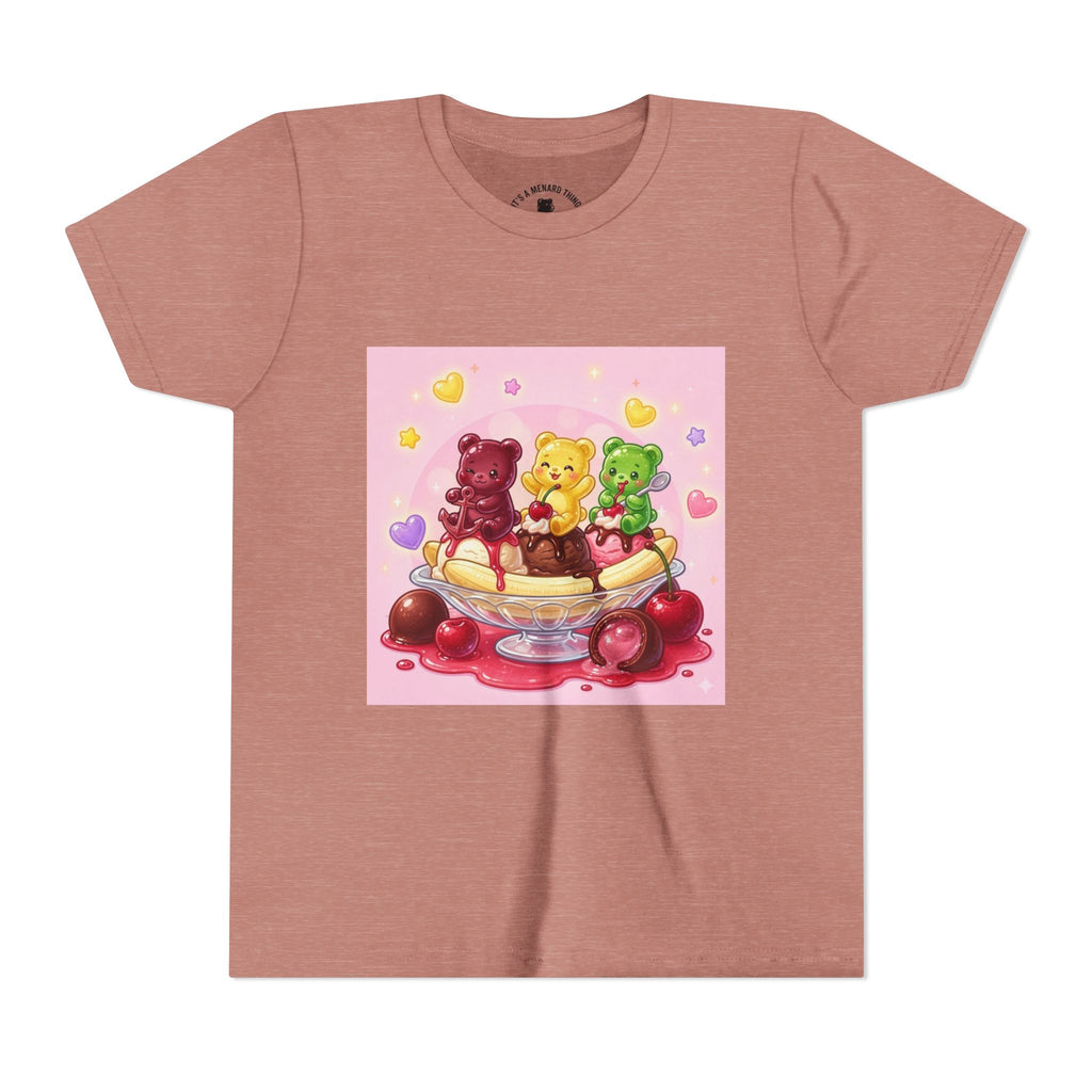 Gooey Gummy Bears on Banana Split Boat Graphic Youth T-Shirt