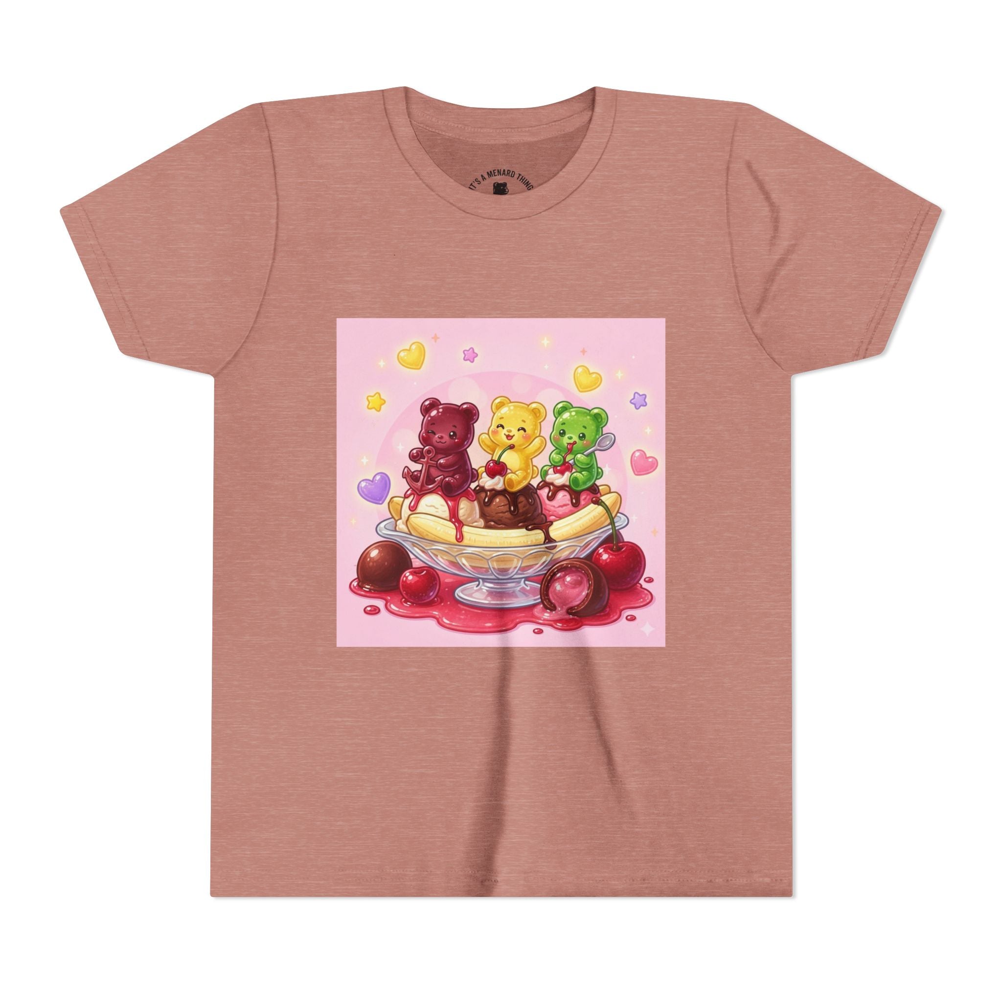 Gooey Gummy Bears on Banana Split Boat Graphic Youth T-Shirt
