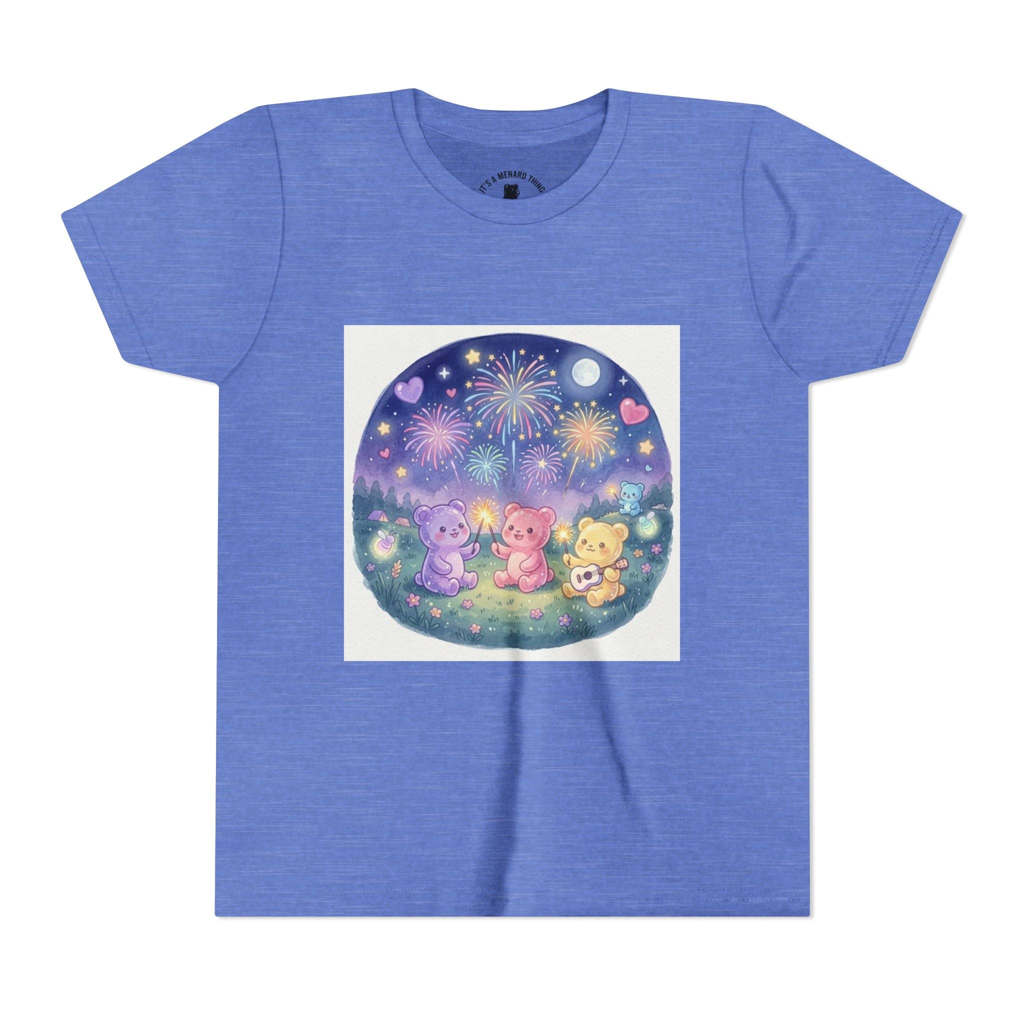 Gooey Gummy Bear Friends Watching Fireworks Youth Short Sleeve Shirt