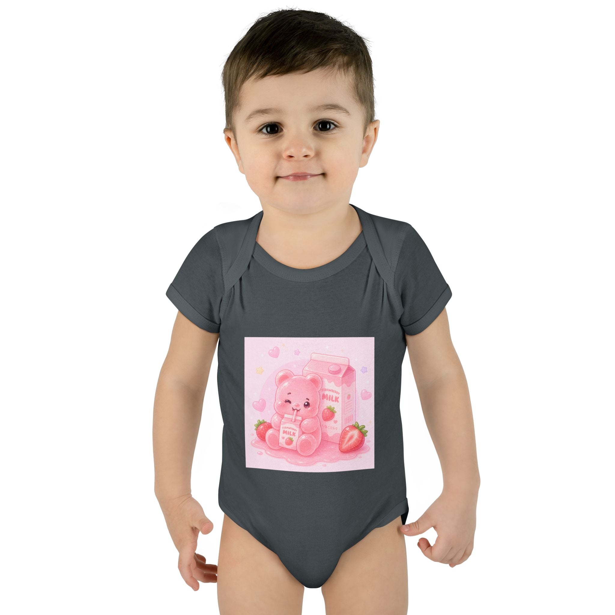 Pink Strawberry Milk Gooey Gummy Bear Infant Bodysuit