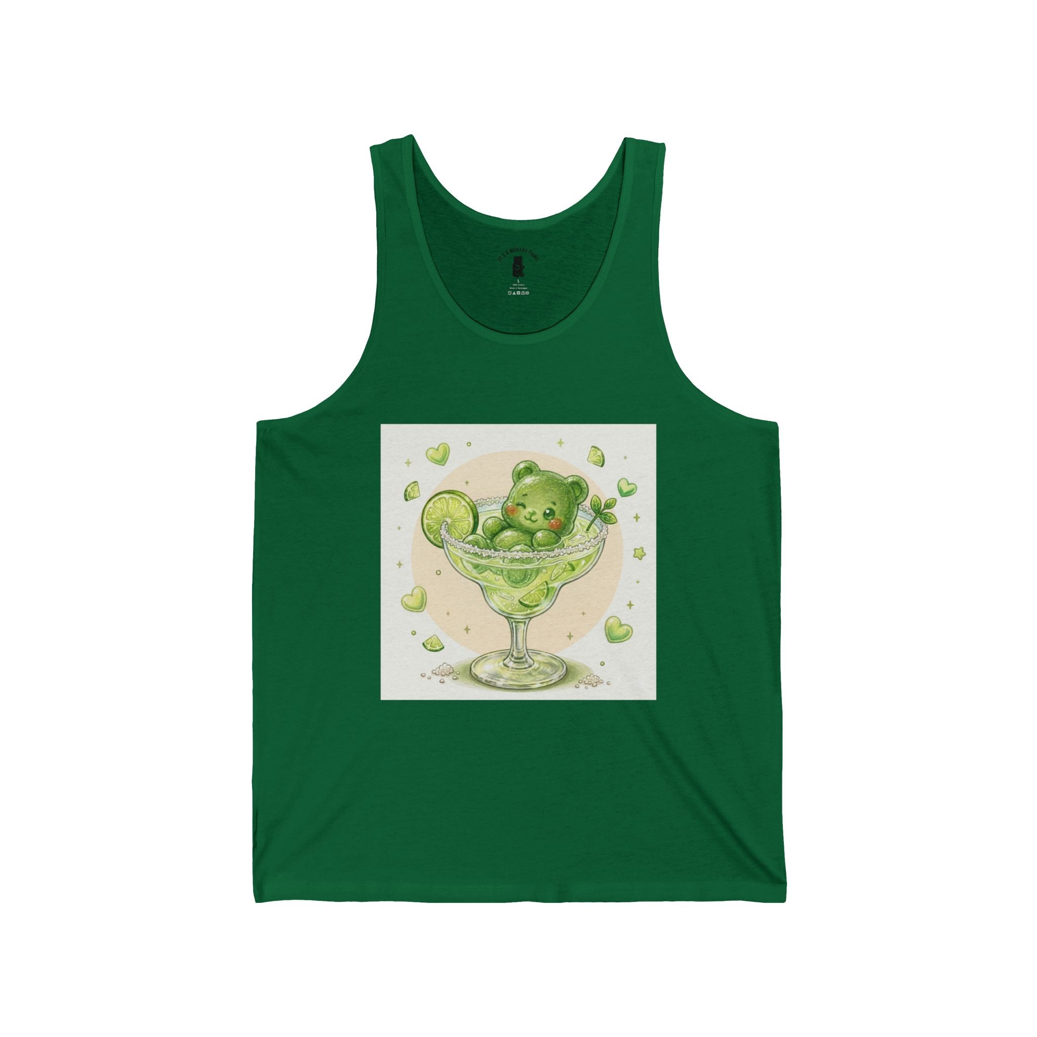 Lime Margarita Special, Green Boozy Gooey Gummy Bear — Kawaii Graphic Tank Top