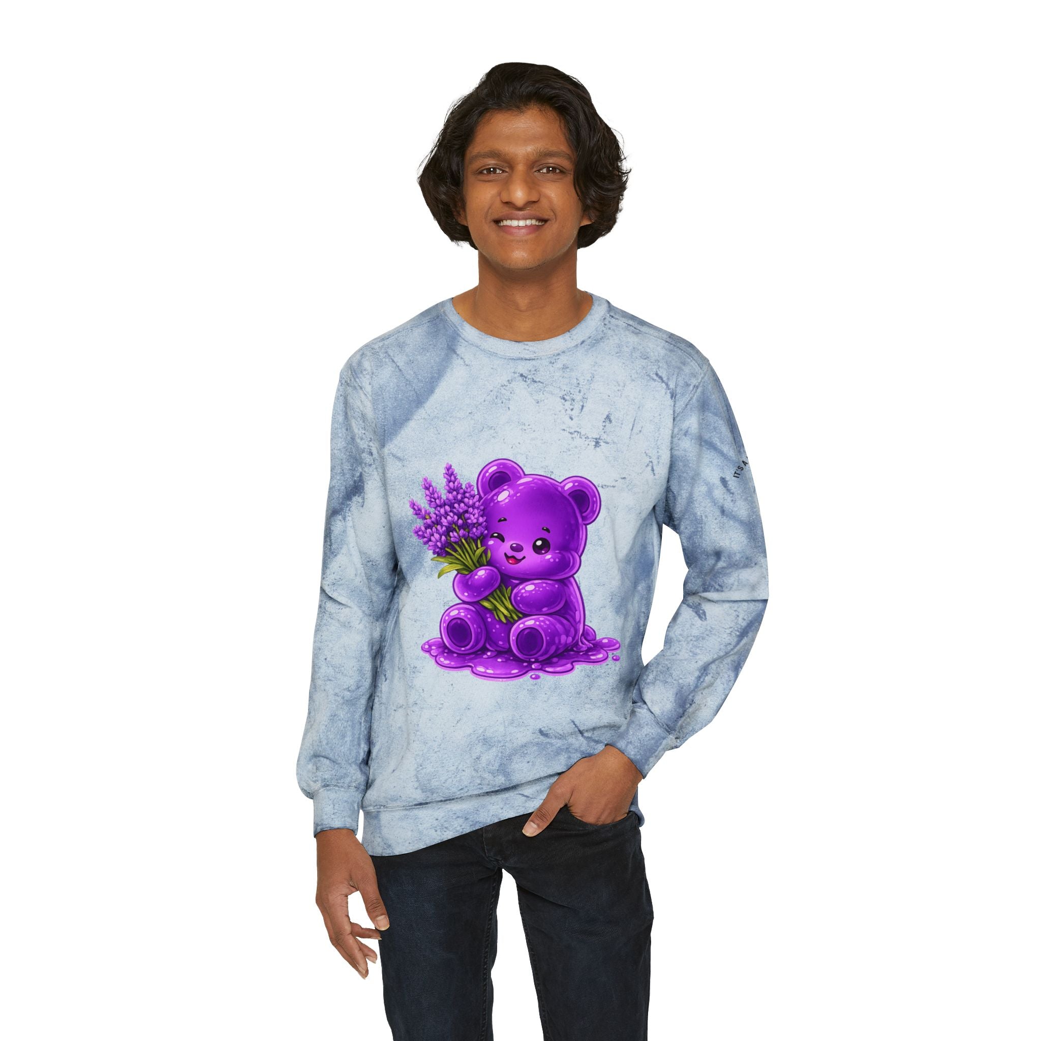Lavender Stalk, Purple Oozy Bear Gummy Special- Graphic Tie-Dye Sweatshirt