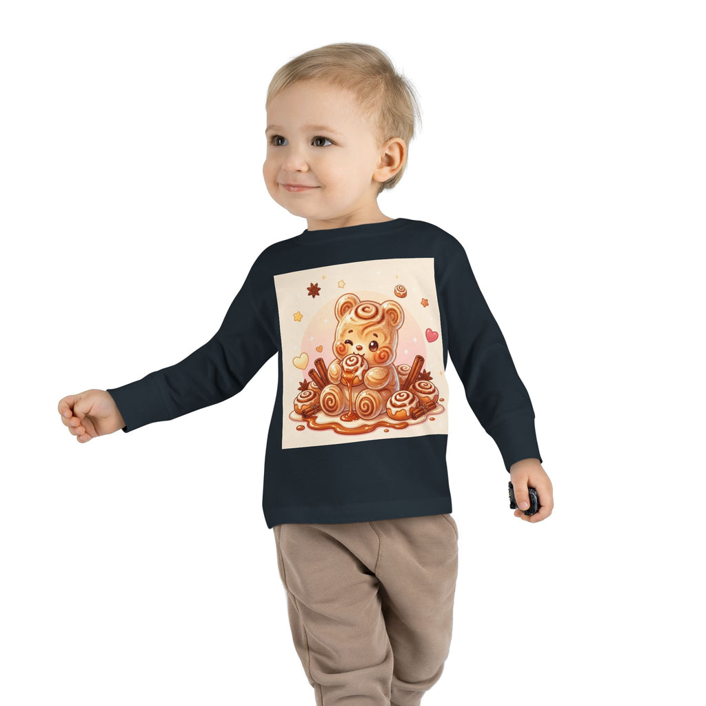 Cinnamon Roll Baked Goods, Sweet Oozy Bear Gummy Friend- Kids Graphic Long Sleeve Shirt