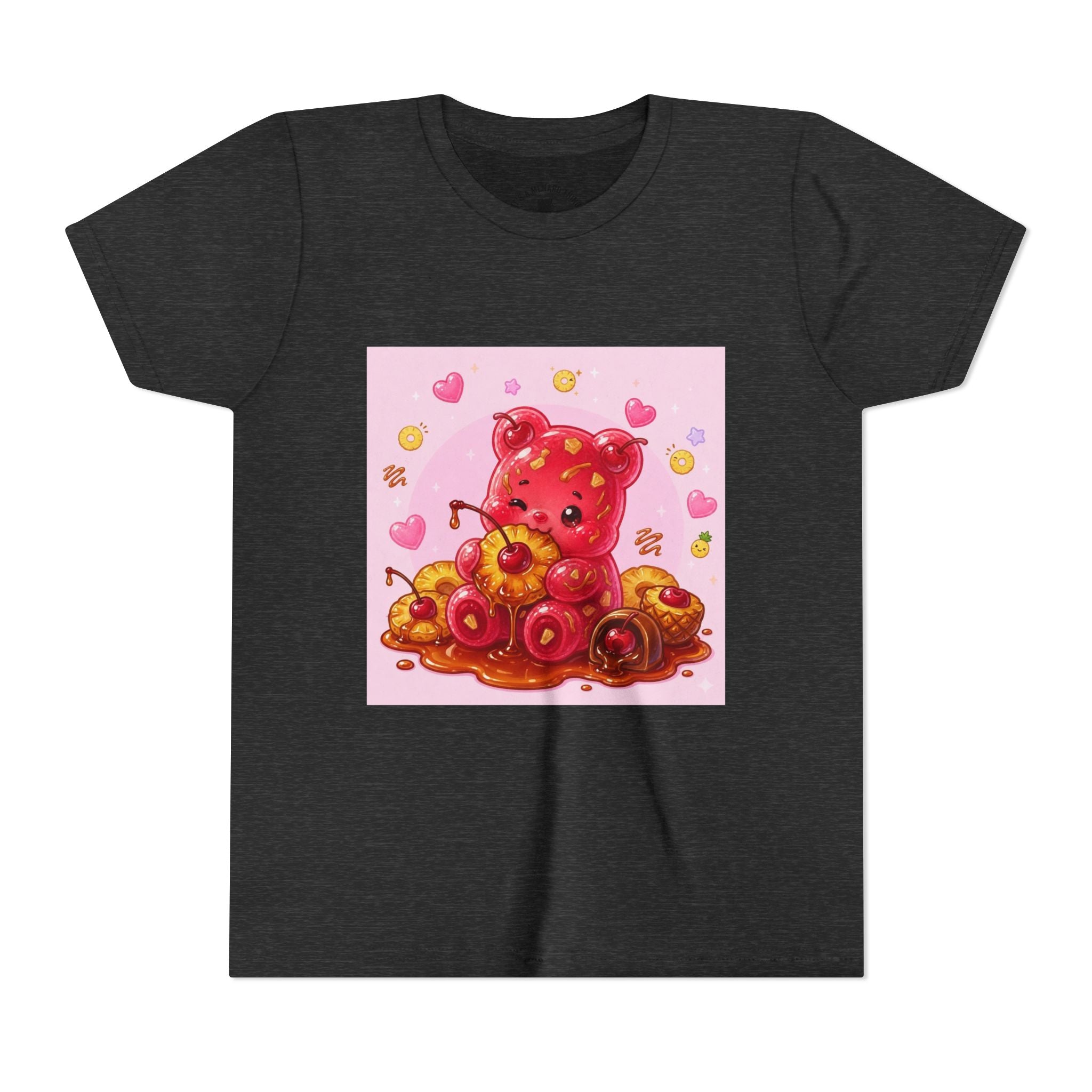Cherry & Pineapple Gooey Gummy Bear Heart Graphic Youth T-Shirt