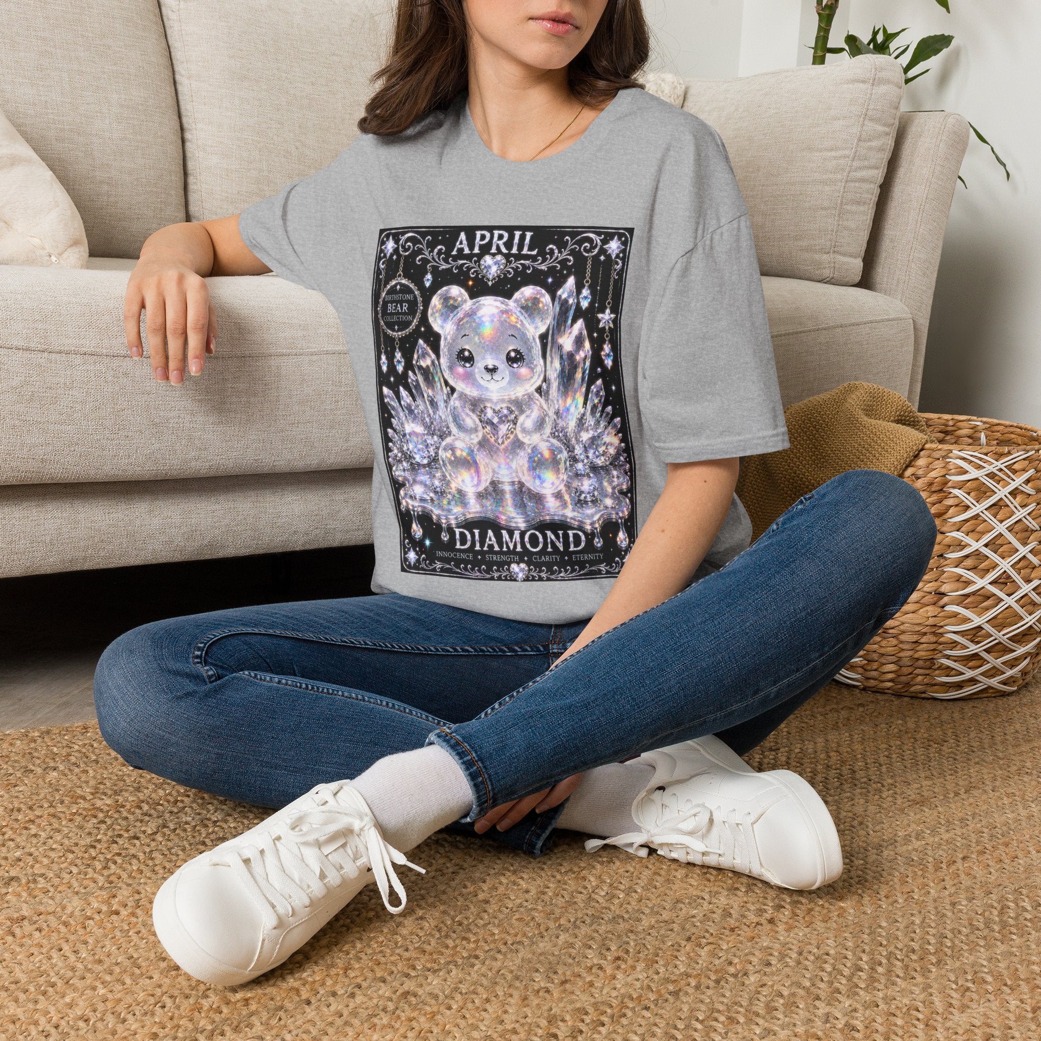 April, Diamond Birthstone Crystal Oozy Bear Friend Special Addition- Graphic Shirt