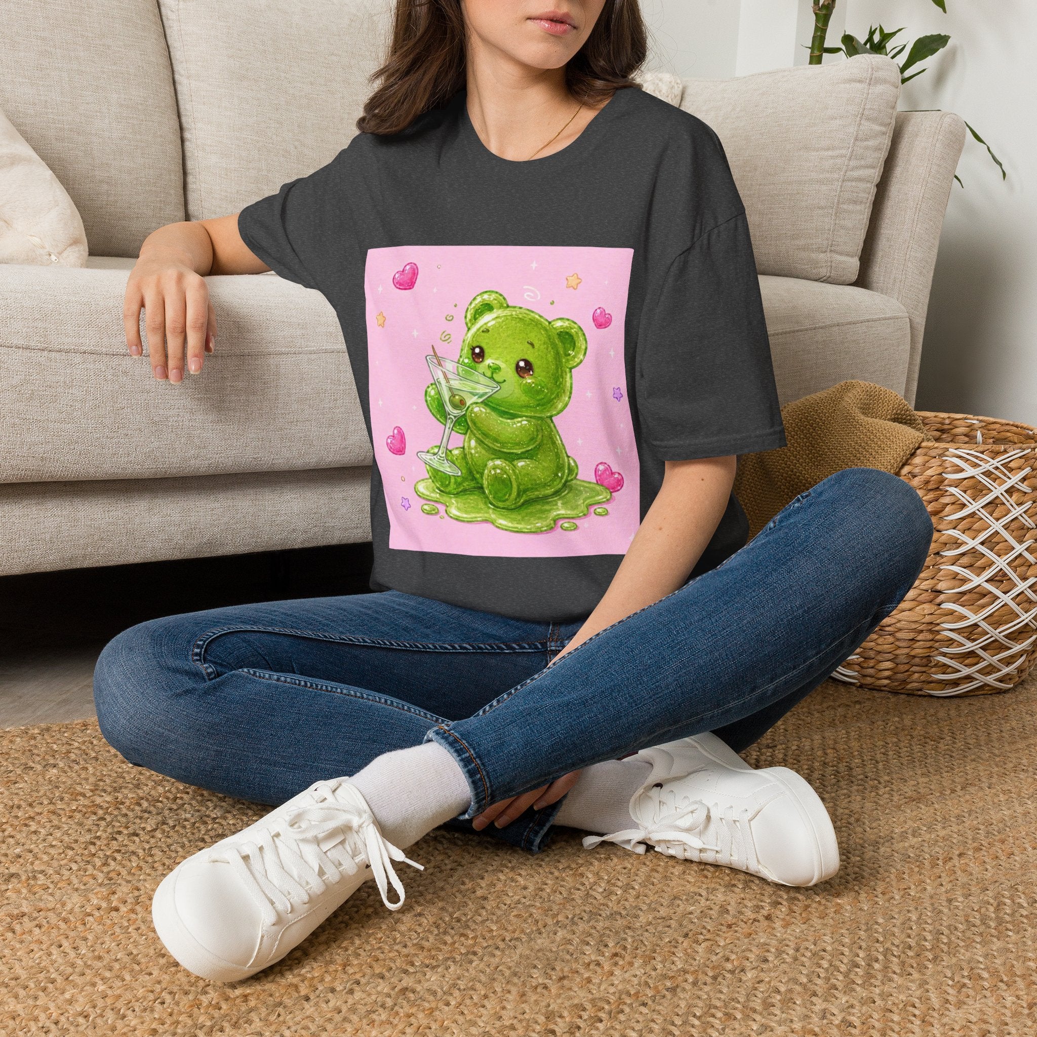 Yummy Martini, Green Oozy Boozy Gummy Drinking Pal- Kawaii Graphic Shirt