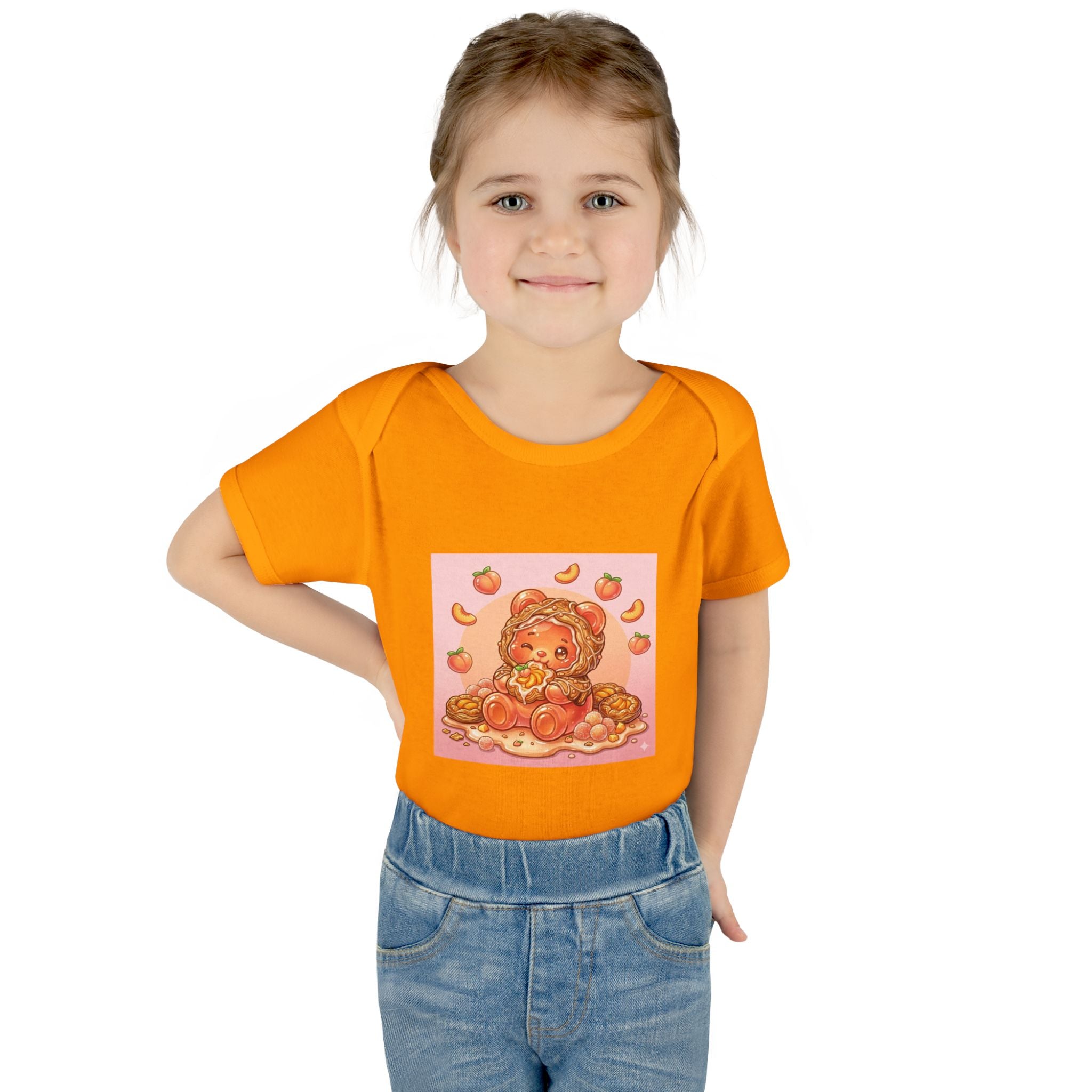 Peach Danish Gooey Gummy Bear in Puff Pasterie PJs Baby Onesie