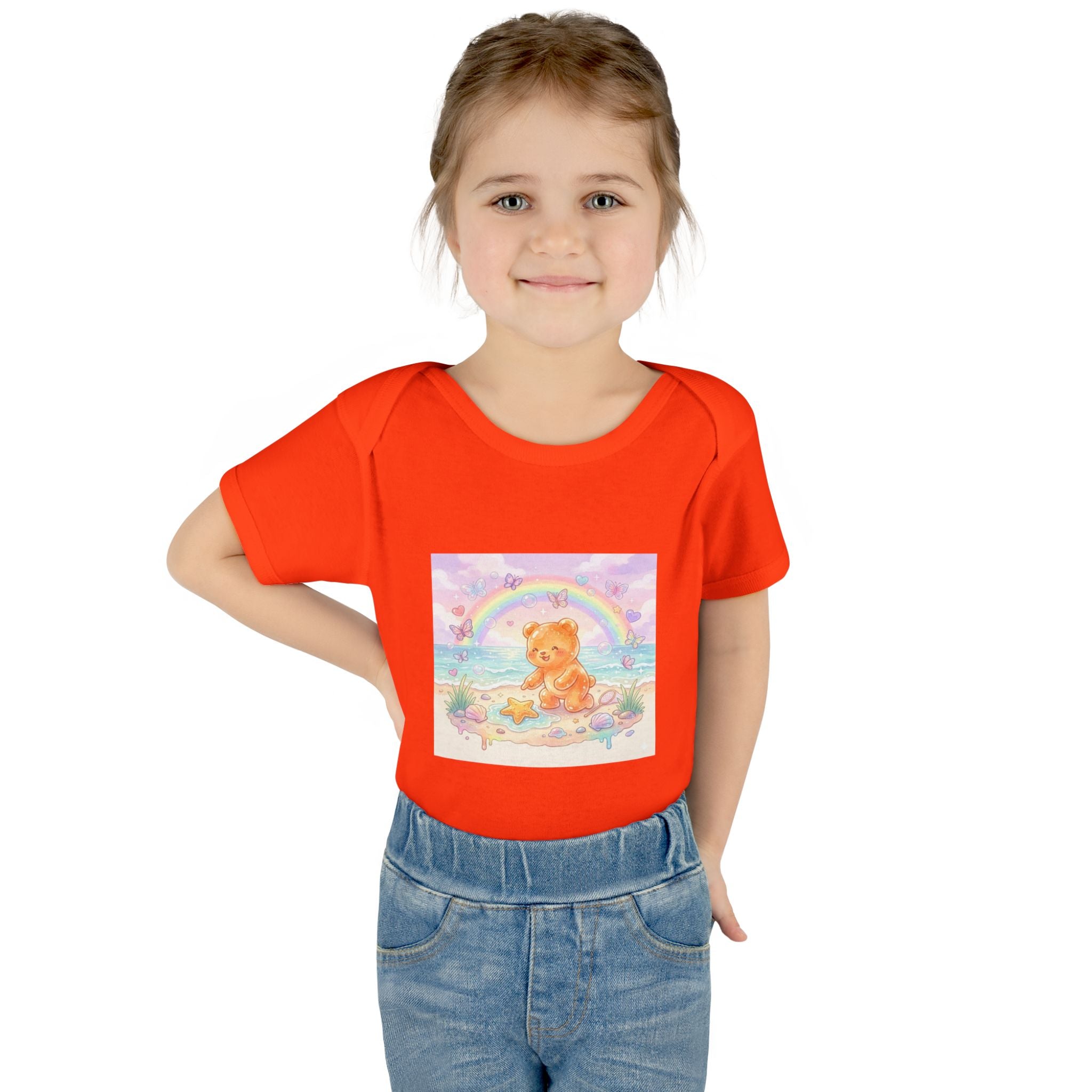 Gooey Gummy Beach Bear Rainbow & Starfish - Bodysuit